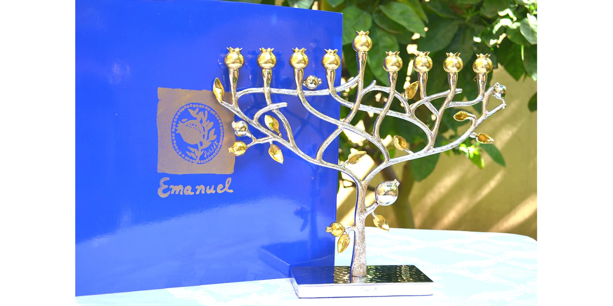 Menorah Hanukkah Hanukkiah Árbol de la Vida Granada por Yair Emanuel Judaica Gift