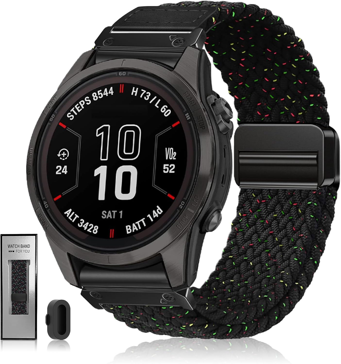 Quickfit 22mm 26mm Watch Band - Compatible with Garmin Fenix 8 47mm 51mm/Fenix 7/7X/6/6X/5/5X, Magnetic Clasp Braided Stretchy Nylon Sport Strap for Men and Women, Multiple Colors