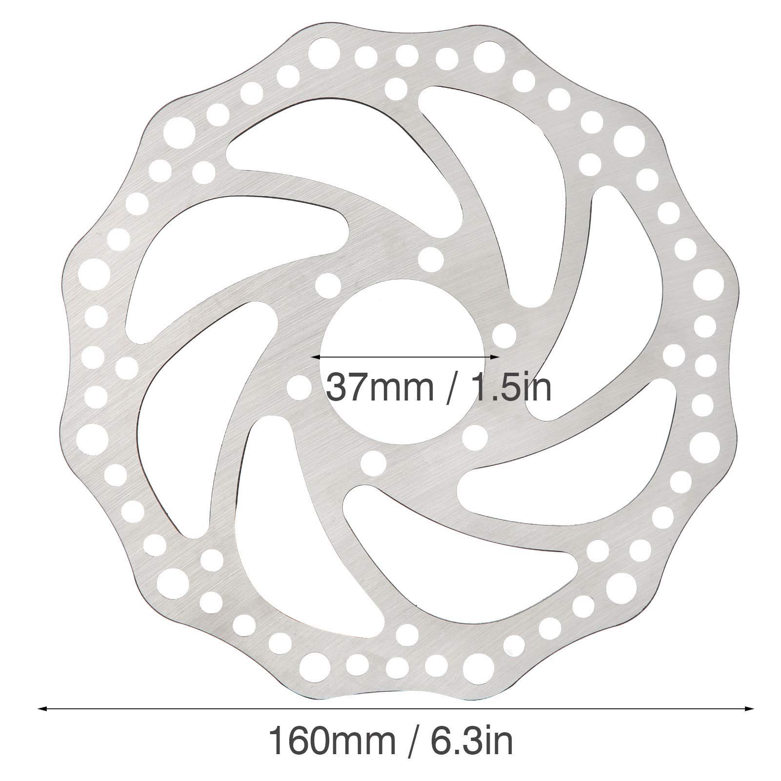 Disco de Freno para Patinete Eléctrico de 160 Mm X 37 Mm, de Acero Inoxidable, con 6 Tornillos y Fácil Instalación, para un Mejor Efecto de Frenado y Resistencia a la corrosión.