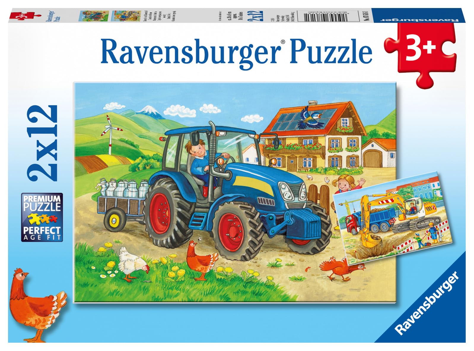 Ravensburger Children's Puzzles 2X12 Pieces Construction Site And Farm - Jigsaw Puzzle