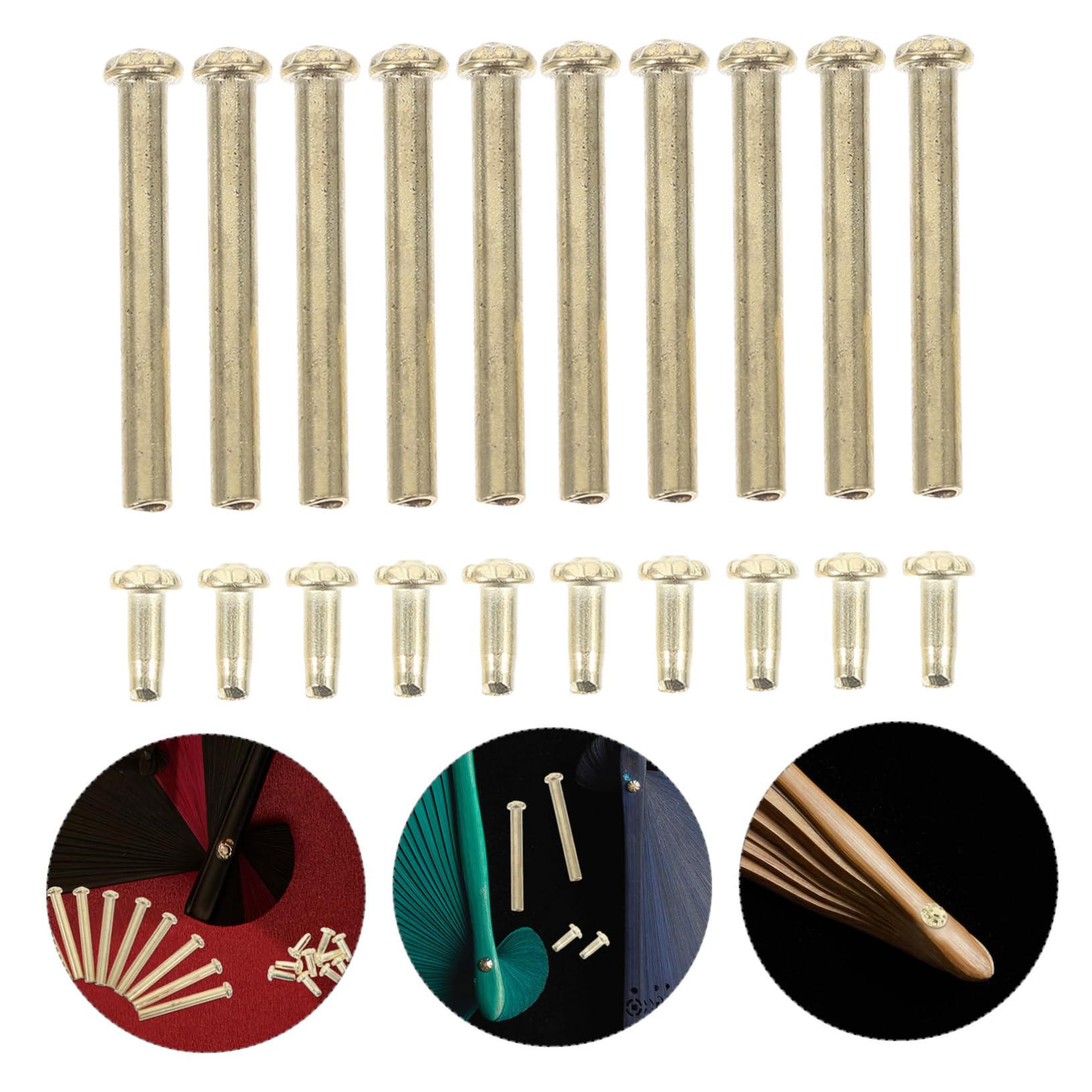 30 Juegos de Abanico Kit de reparación de Ventilador Plegable Cierre de Abanico Plegable Remaches Remache del Eje del Ventilador Plegable Remache de Eje de Acero Inoxidable Cabilock
