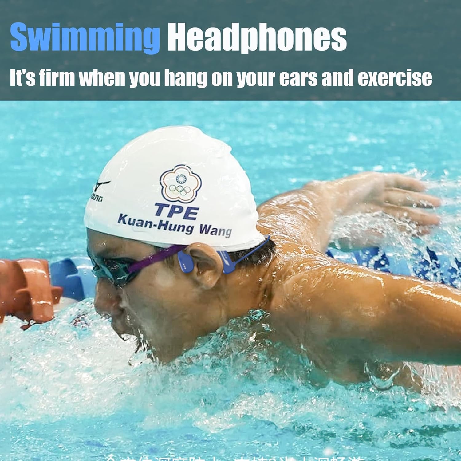 Bone Headphones Conduction Bluetooth 5.3 Open Ear Headphones Bone Conduction Earbuds Open Ear Bone Conduction Headphones With Mic Open-Ear Bluetooth Workout Waterproof Earphones For Sports blue