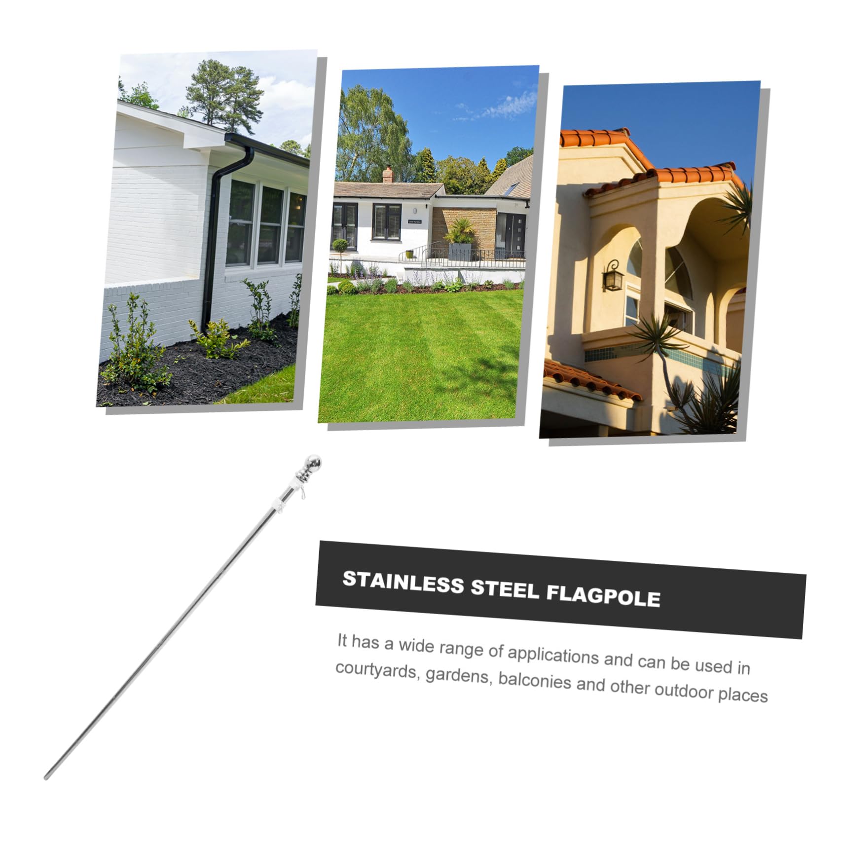 Kit Asta Bandiera Staccabile da 762 cm in Lega di Alluminio Resistente nel Terreno per Esterni, Asta con 3 Modalità di Visualizzazione con Accessori Professionali, Kit Asta Bandiera, Argento | IT