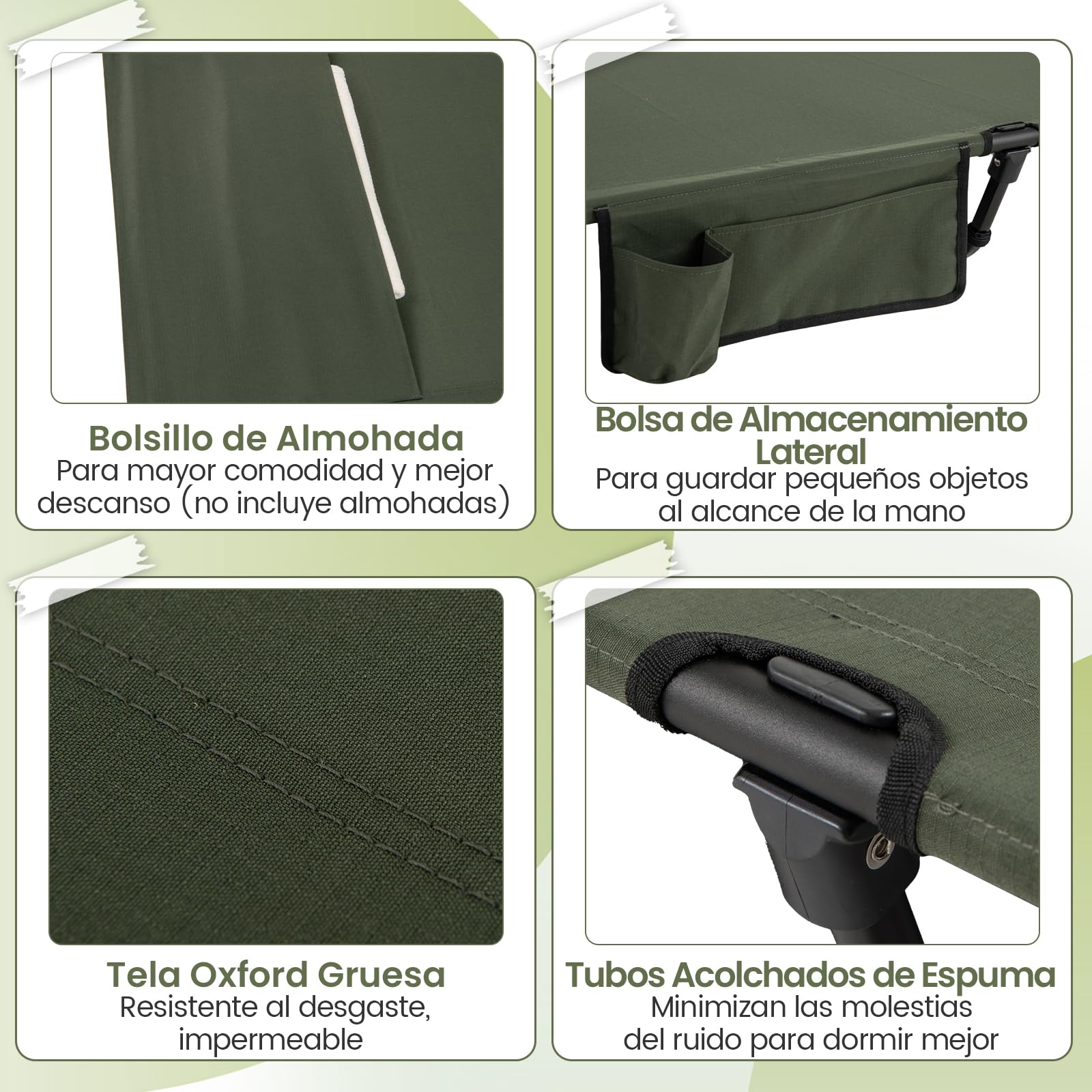 GOPLUS Cama de Camping Portátil, Cama Plegable con Bolsillo Lateral, Bolsa de Transporte, Ultraligera para Dormir al Aire Libre para Senderismo, Camping, Viajes, Jardín, 193 x 70 x 18 cm