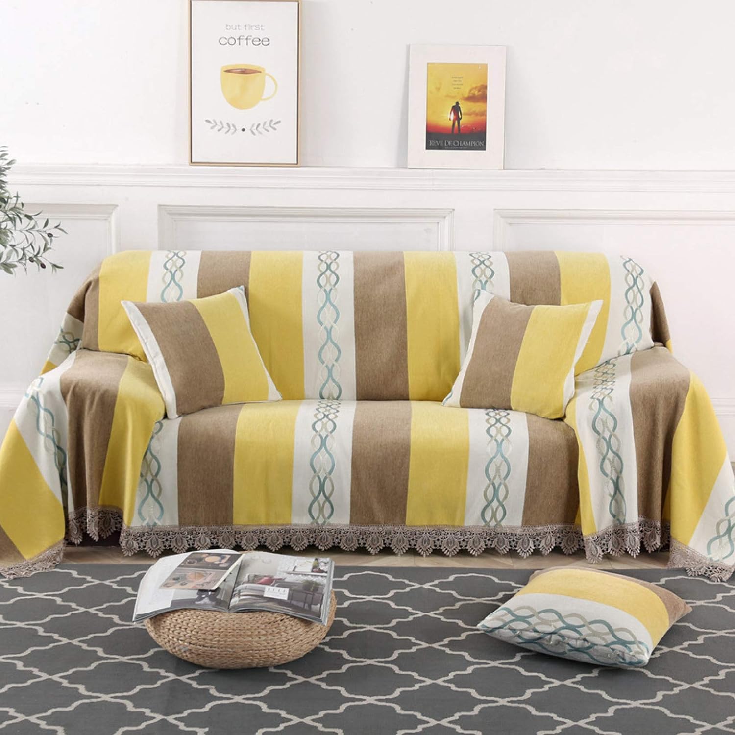 マルチカバー ソファーカバー ボヘミア織り 滑り止め 幾何学柄 民族風