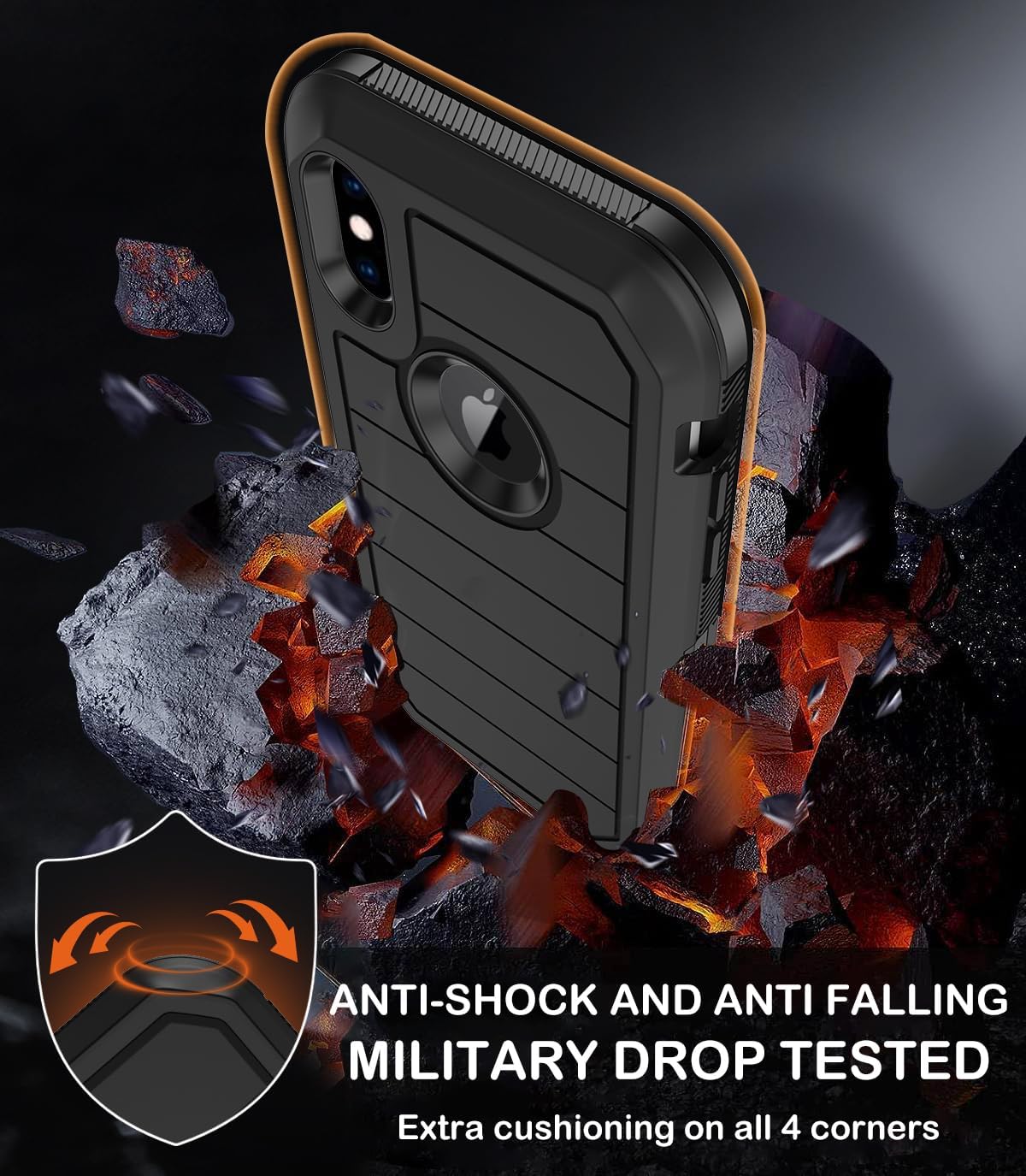 for iPhone X Case with Built-in Screen Protector, iPhone Xs Case Belt Clip Holster,Heavy Duty Shockproof Drop Protection Military Grade Rugged Full Body Phone Cover with Kickstand (Black) - Image 4