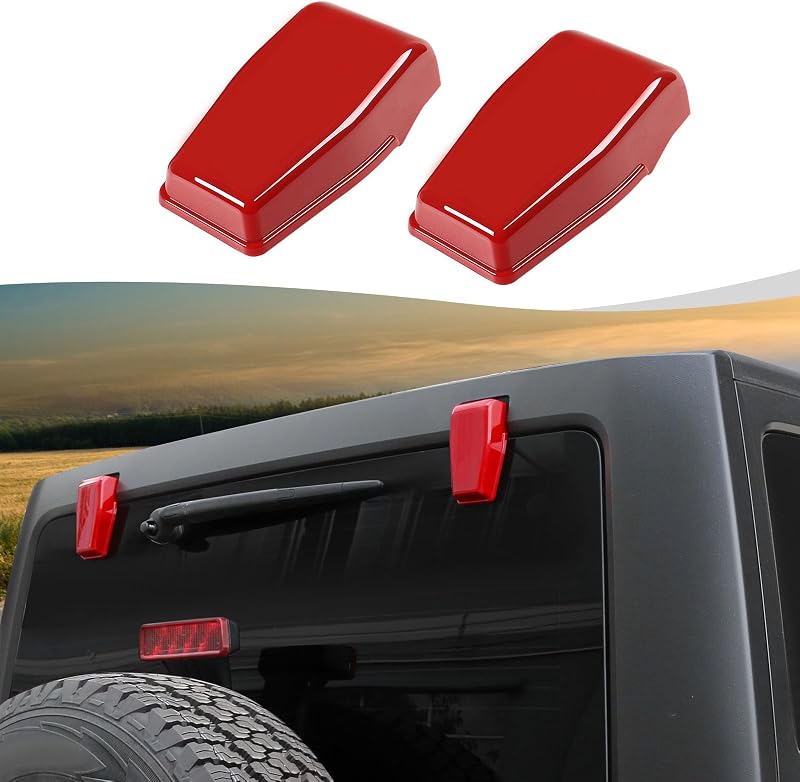 Capa decorativa das dobradiças da janela traseira SQQP para Jeep Wrangler JK JKU 2007–2018 – Vermelha