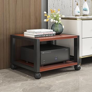 Audio Rack Rolling Media Stand Audio Video Media Stand Stereo Stand Record Player Stand with Storage 2-Tier AV Media Stand Corner Shelf Movable Audio Rack Tower Player Stand Storage for