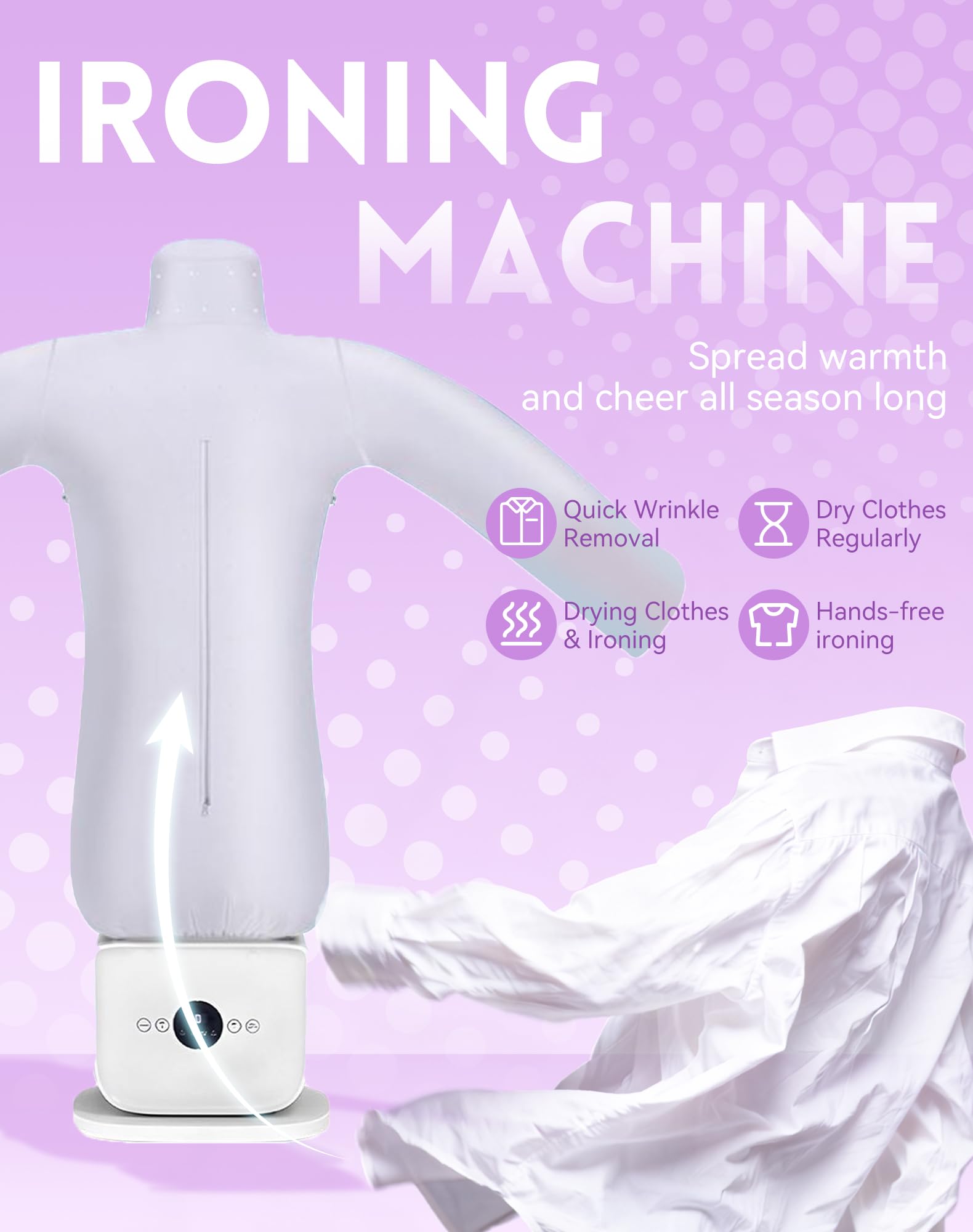 Ferro a vapore automatico 2026 Stiratrice a mani libere aggiornata 3.0 con funzione touch, asciugatura ad aria calda, tempo di stiratura veloce di 8 minuti per camicie, pantaloni, giacche e scarpe