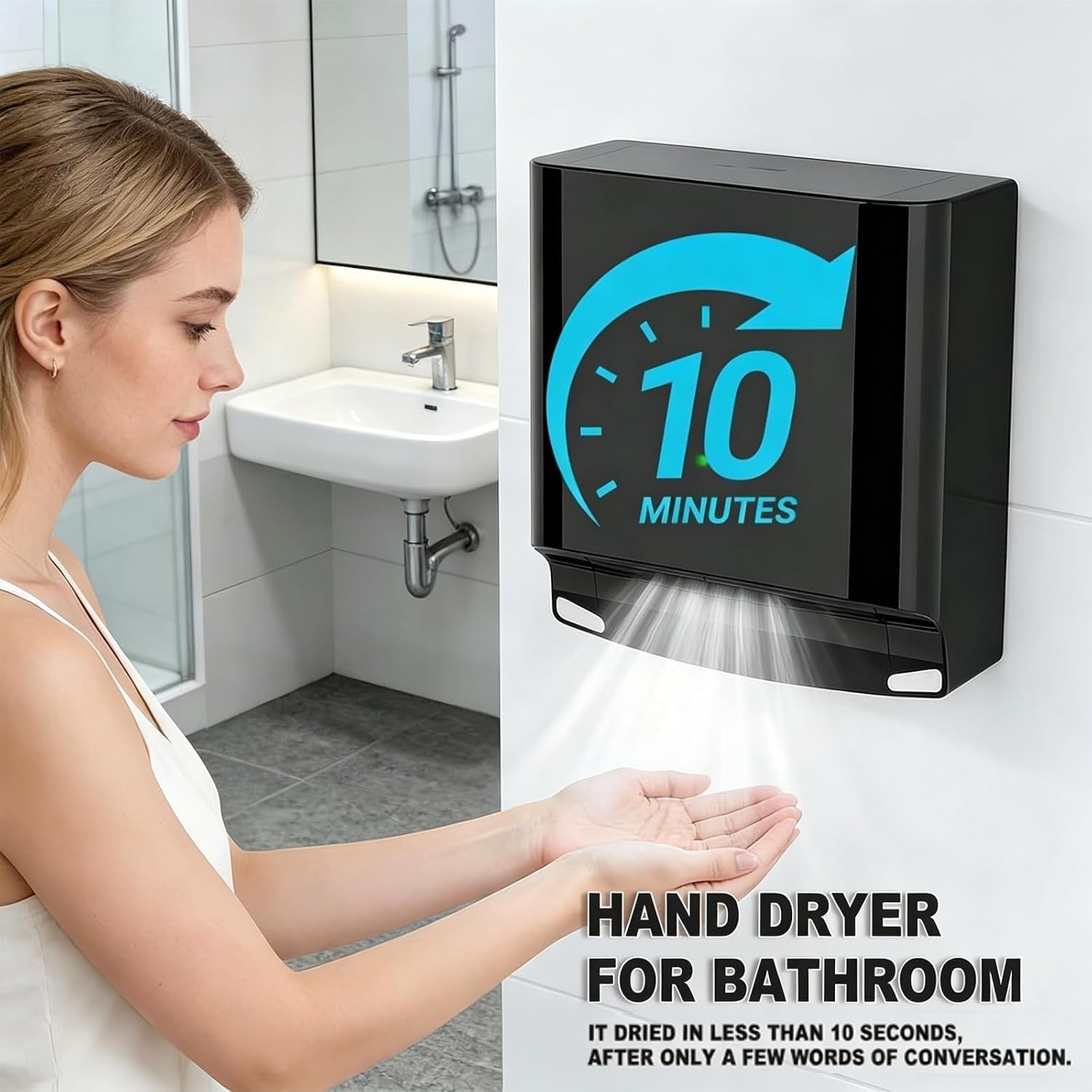 High Speed ​​Automatic Hand Dryer, 80m/s Touchless Induction, Energy Efficient Commercial Restroom Dryer for Bathroom, Hotel, Office – ABS Housing(Gold)
