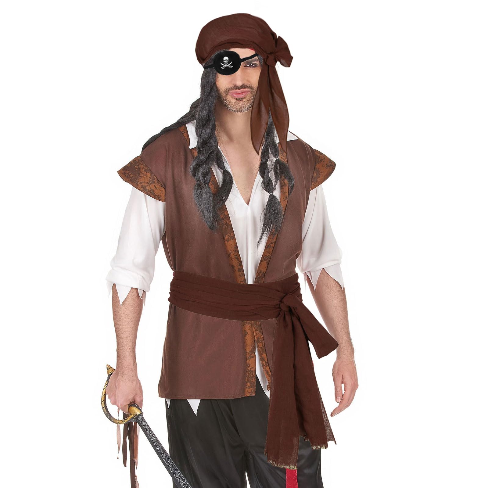 FUIPVGI Medieval Pirate Accessories Set, Belt Sash, Bandana, Eye Patch, Necklace - Image 4