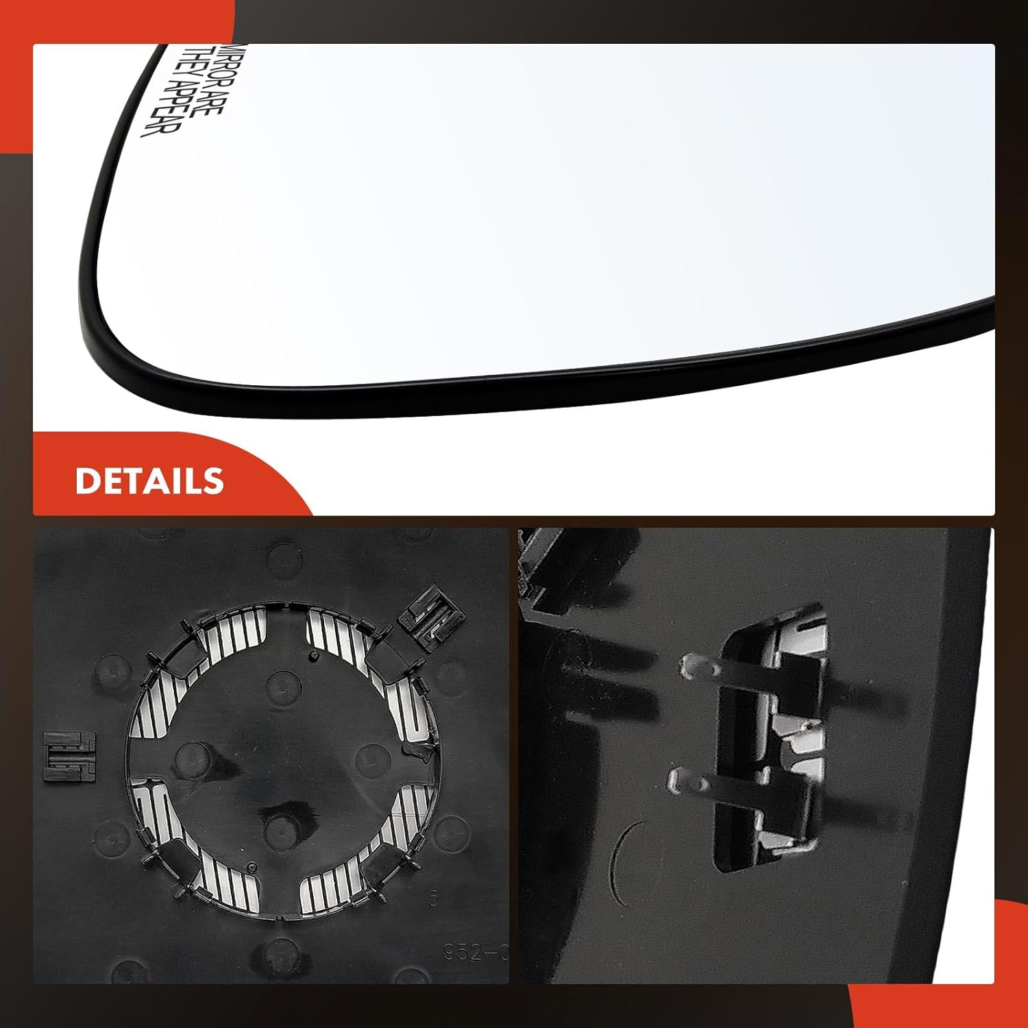 A-Premium Right Passenger Side Heated Mirror Glass with Backing Plate - Compatible with Dodge Ram 1500 2005-2008, Ram 2500 2005-2009, Ram 3500 2005-2009 - Exterior Side View Convex Mirror