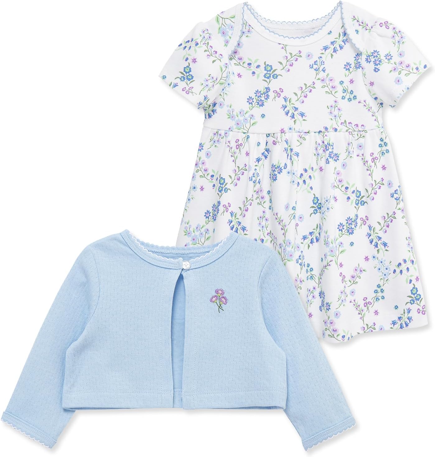 Little Me Clothes for Baby Girls' 100% Cotton Dress Set with Panty, Green, 3 to 12 Months