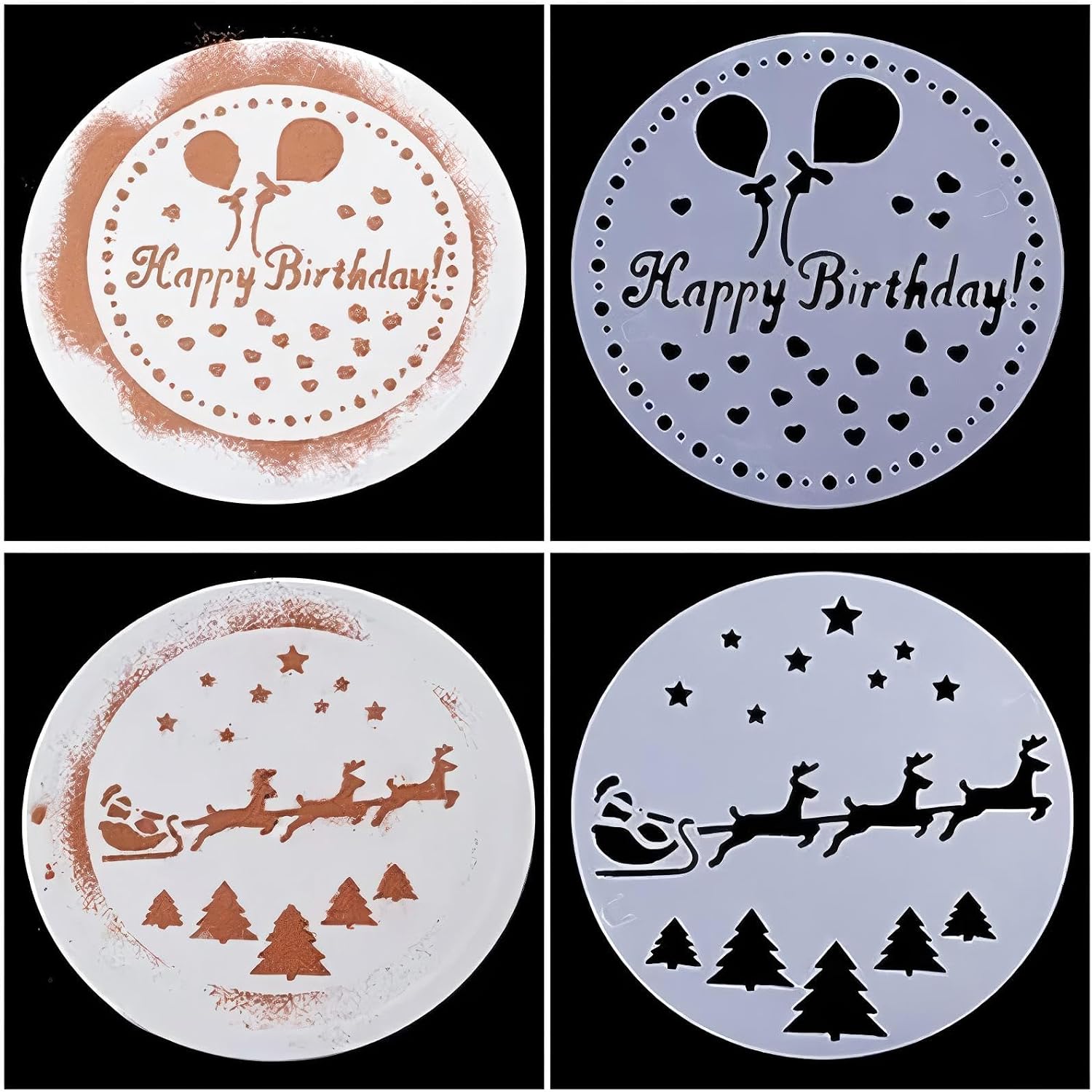 Plastic Cake Stencils for Decorating-Reusable, Easy to Clean, Multi-Design Baking Stencils for Buttercream, Sprinkle & Birthday Cakes-Professional Cake Decorating Tools for Home Bakers, Pastry Chefs