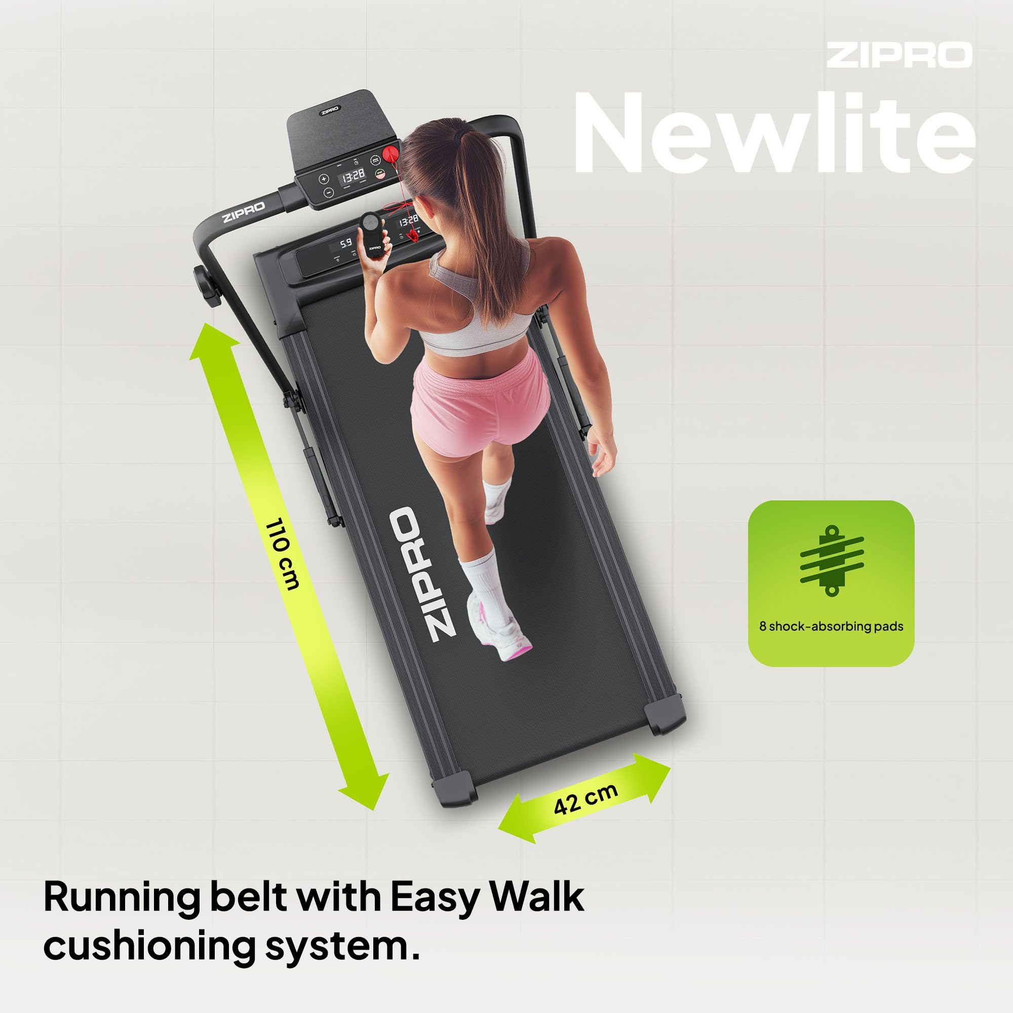 ZIPRO Newlite Folding Treadmill, Walking Pad, Two Training Modes