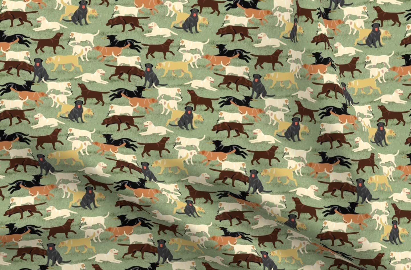 Spoonflower Fabric - Labradors Dogs Labrador Retriever Printed on Organic Cotton Sateen Fabric by The Yard - Sewing Quilting Apparel Home Decor