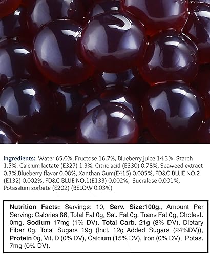 Miniatura 3 de BREXONIC Boba Pearls, Blueberry Popping Bursting Boba, perlas de tapioca para té de burbujas (arándano, 1 libra, 1 paquete)