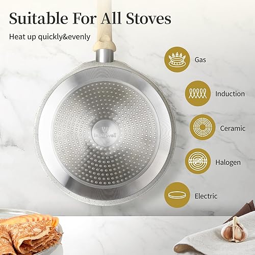 Miniatura 32 de Innerwell Sartén antiadherente para crepes, sartén plana con revestimiento de granito para tortilla Dosa Tawa, sartén para tortillas de 10 pulgadas