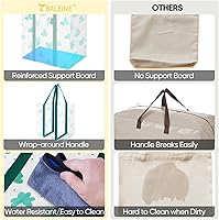Vista 5 de BALEINE 4 PK Bolsas de supermercado reutilizables con fondo reforzado, bolsas de compras plegables resistentes (Trébol)