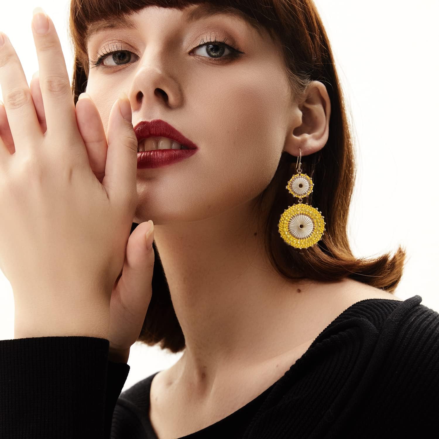 Badu Seed Beaded Circle Beads Earrings Bohemian Dangle Earrings Handmade Bead Fashion Jewelry Drop Earrings for Women - Image 3