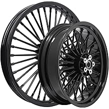 TOFR 21x2.15 17x4.5 Front Rear Wheels Rims 36 Big Fat Spoke For Harley Dyna FXDB Street Bob FXDL Low Rider FXD Super Glide FXDC Custom Non-ABS 2008-2017 2009 2010 2011 2012 2013 2014 2015 2016 Black