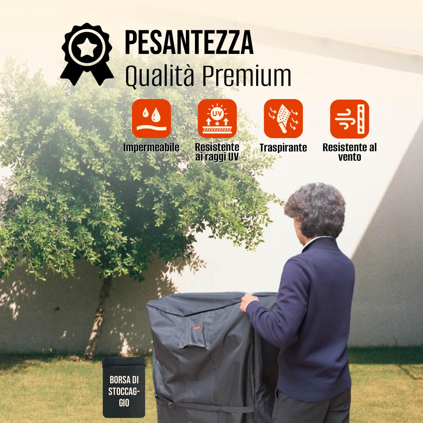AWNIC Coprisedie da Esterno Impermeabile, 600D Resistente Oxford Tessuto Coprisedie da Giardino Impilabili con Sfiato per Sedie Impermeabile Resistente allo Strappo Antivento Anti-UV, 65x75x120/85cm