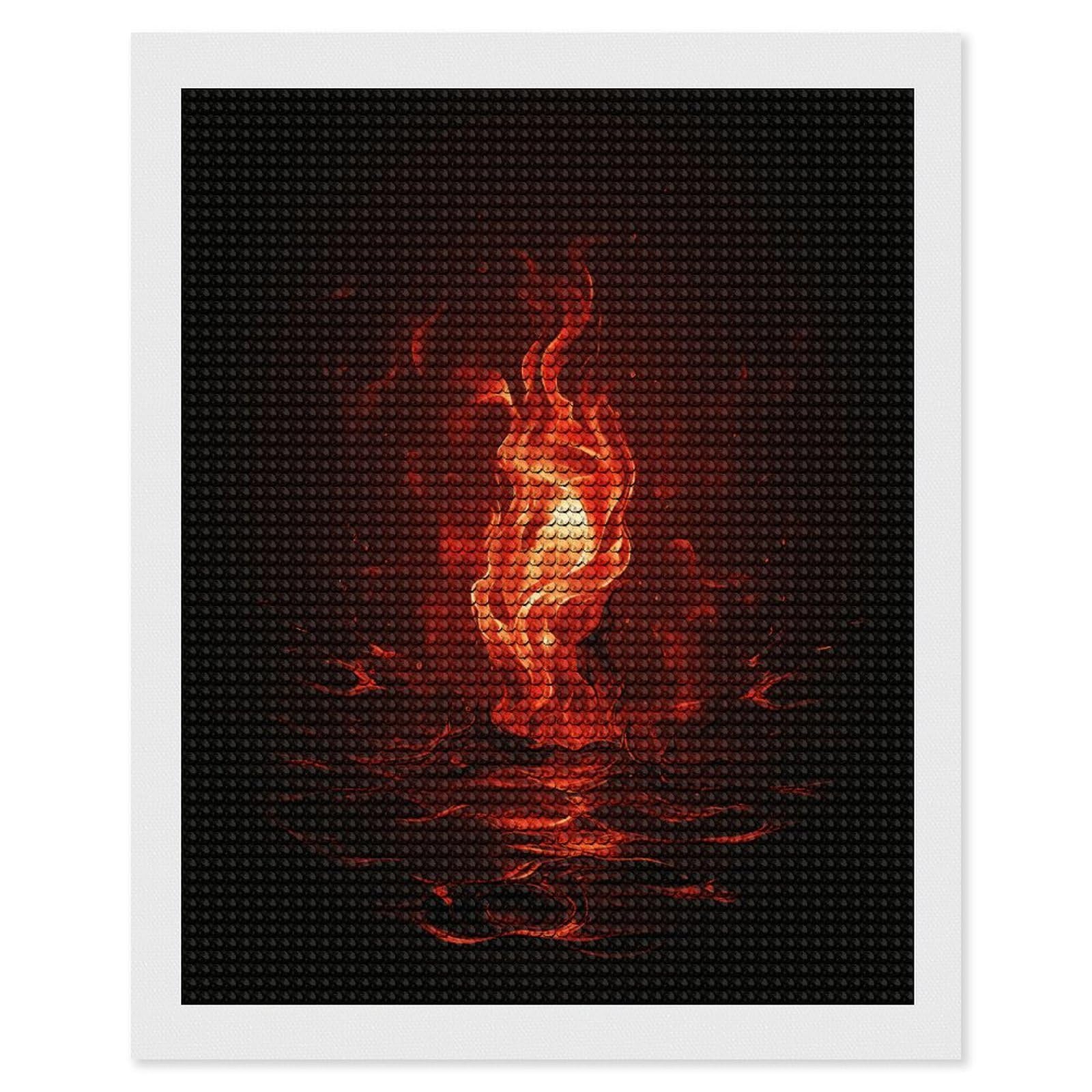FekiLoot Red Flame Diamond Art Kits for Adults Diamond Painting Kits for Beginners DIY Diamond Art Kits Round Full Drill Diamond Dot Gem Painting for Home Wall Decor Gift 16"x20"