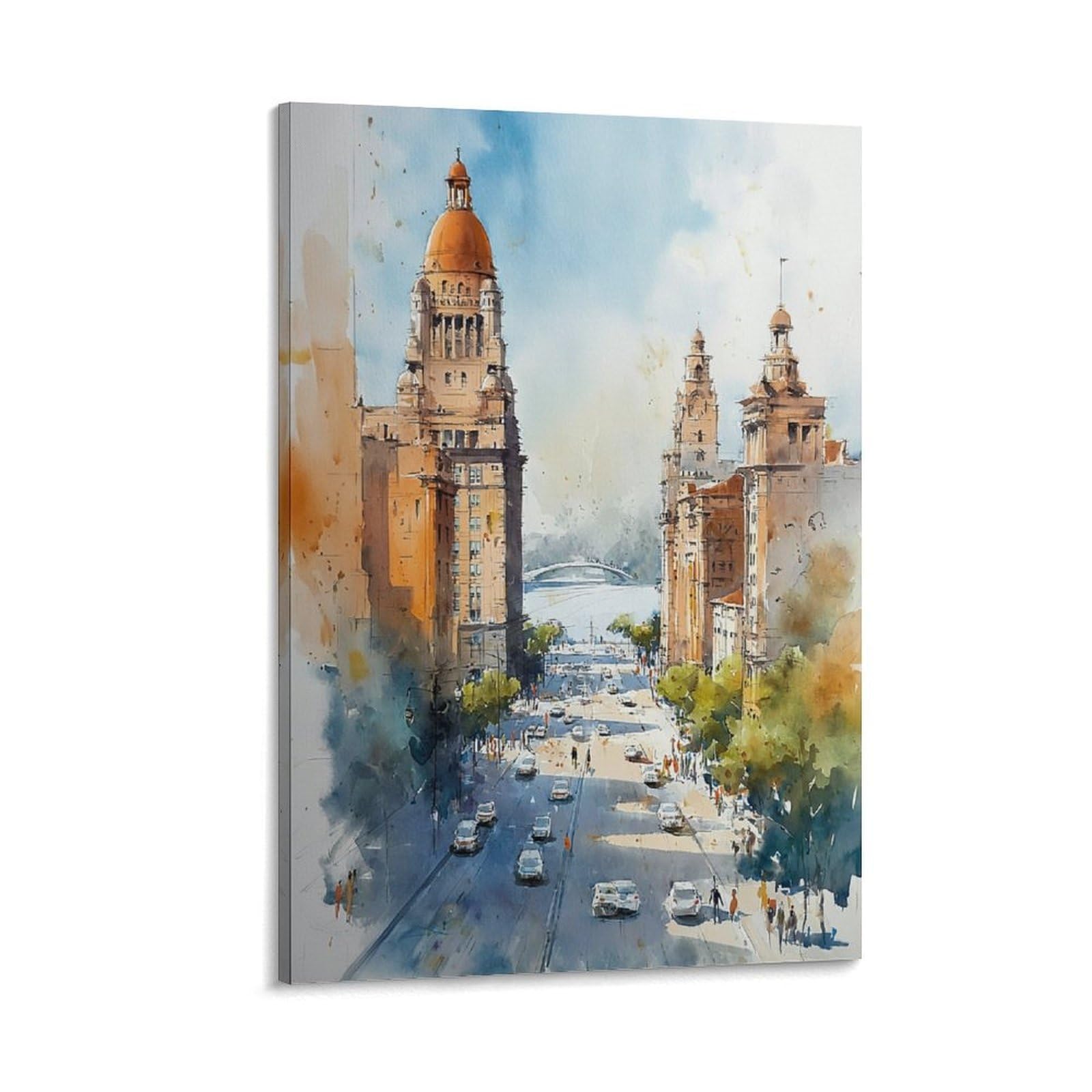LCYNNH San Diego Watercolor 20x30inch(50x75cm) Vintage Travel Poster Watercolor Canvas Art