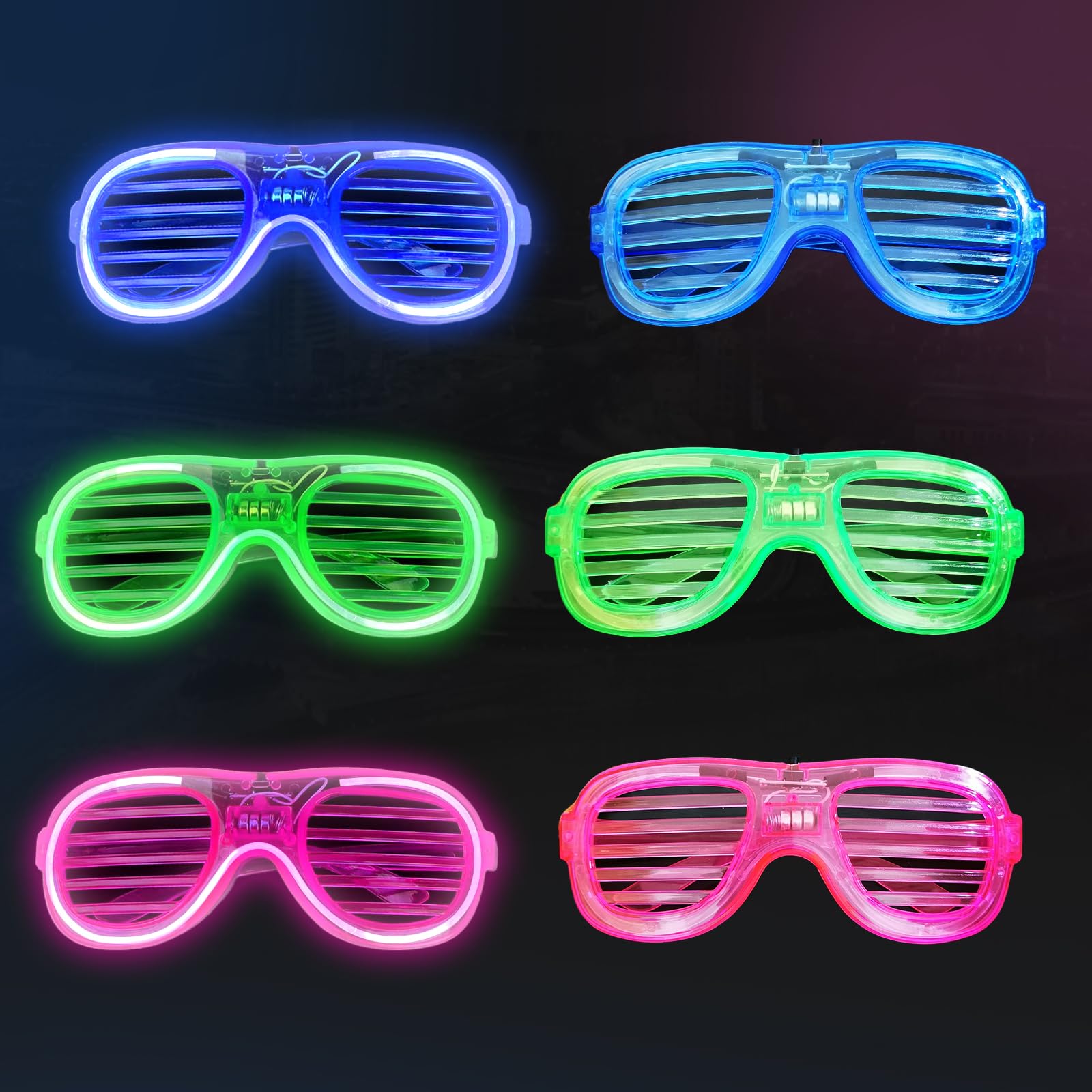 wimony Neon Glasses Party – 3 Packs,Rave Glasses for Kids Adults,Led ...