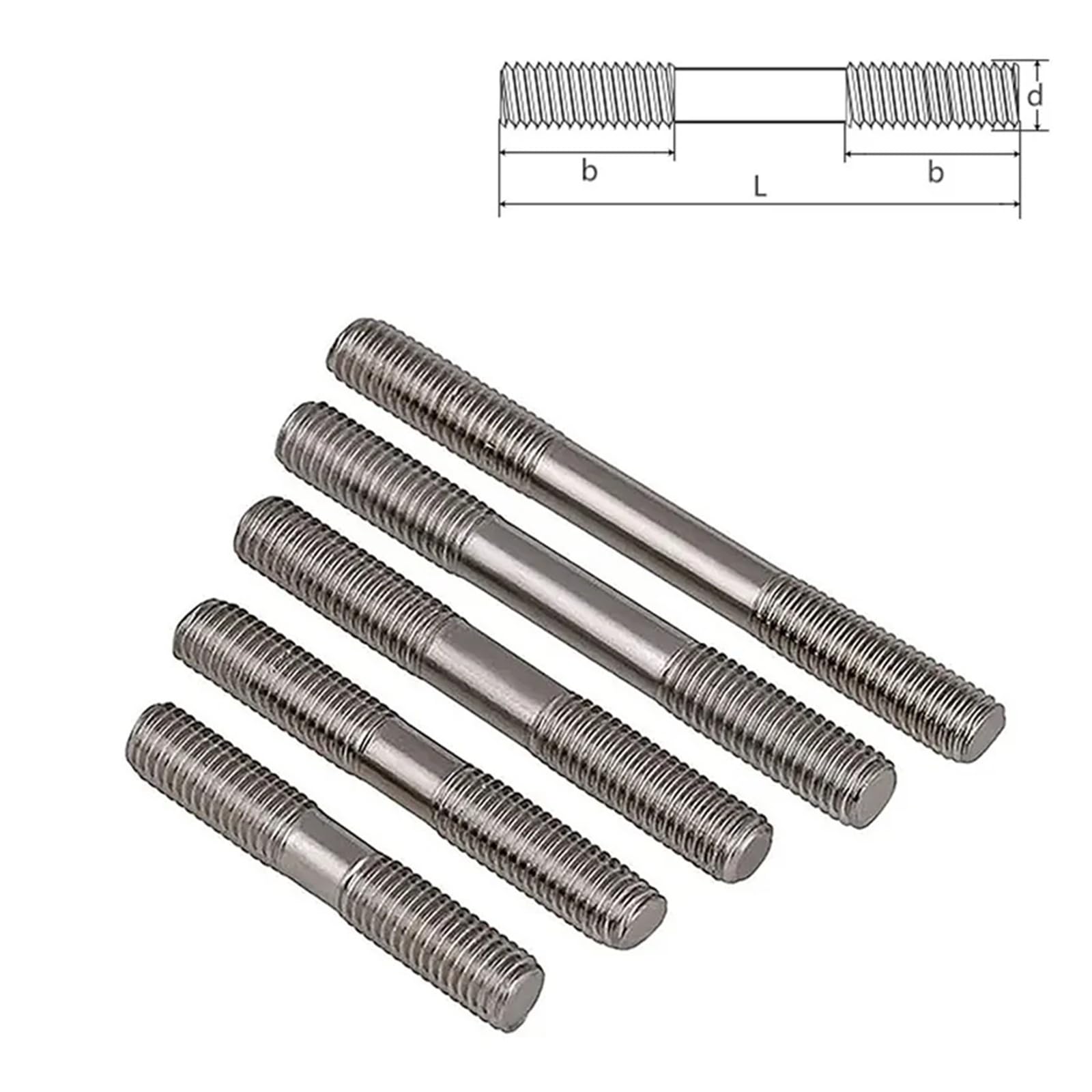 Varilla roscada de doble extremo de acero inoxidable 316 M6 M8 M10 M12 M16 A4(M16-1PCS,150mm)