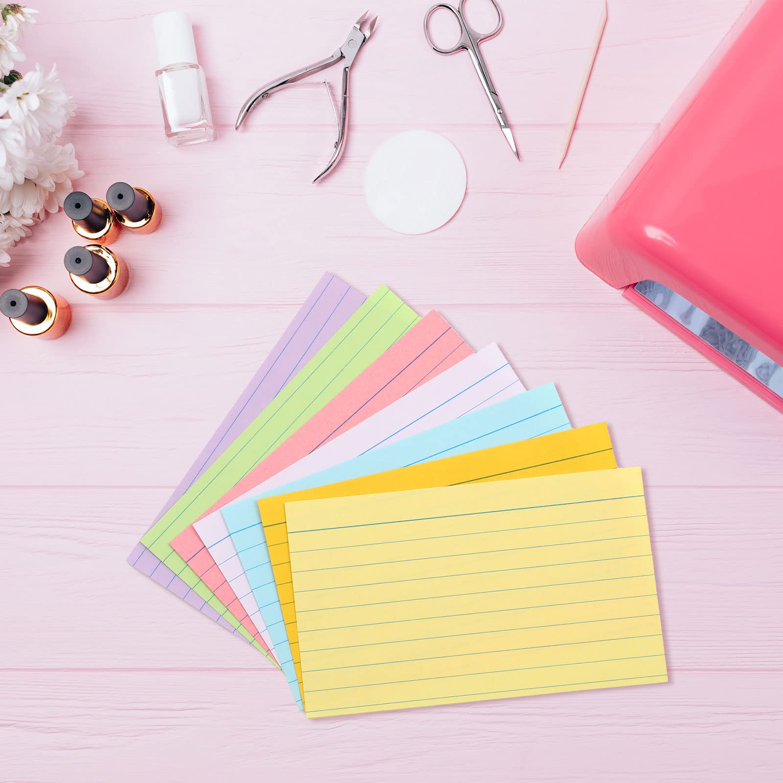 2100 Stück linierte Karteikarten, verschiedene Farben, 7,6 x 12,7 cm, farbige Lernkarten, Schulbedarf, Notizkarten, liniert, für das Studium, Zuhause, Schule, Bürobedarf (helle Farbe)