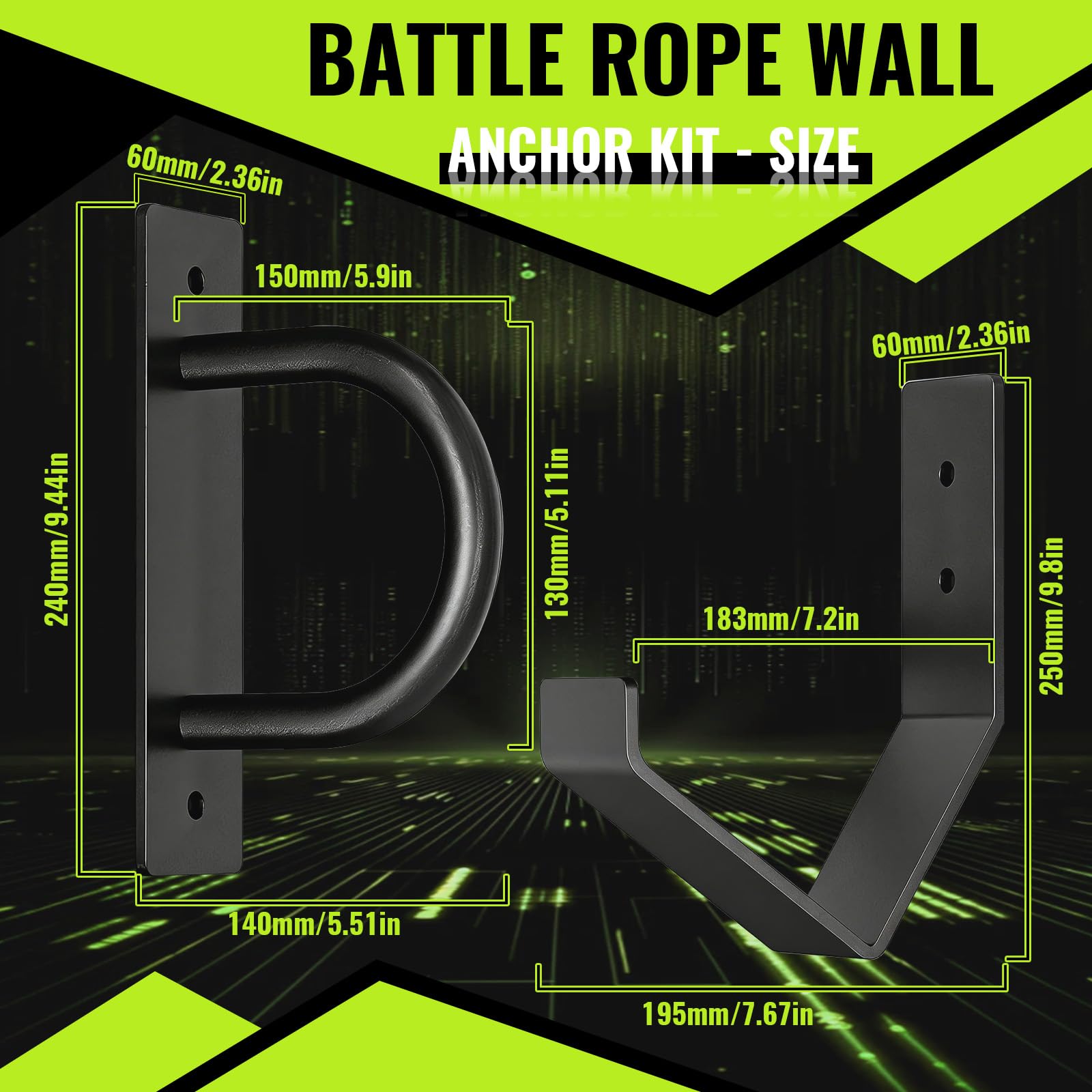Wandhalterung, Halterung für Battle Rope Schwungseil mit Wandaufbewahrungshaken Befestigungsmaterial Kampfseil-Wandanker-Set Mattschwarz für Krafttraining-Systeme Boxsack Schaukeln Boxing Equipment