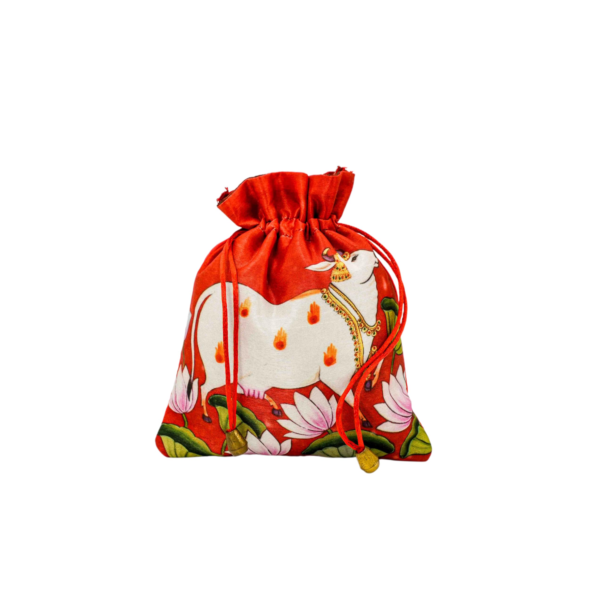 Multicolor Ethnic Potli Bag for Women | Printed Drawstring Potli with Pearl Tassel | Traditional Wedding & Festive Handbag-image-37
