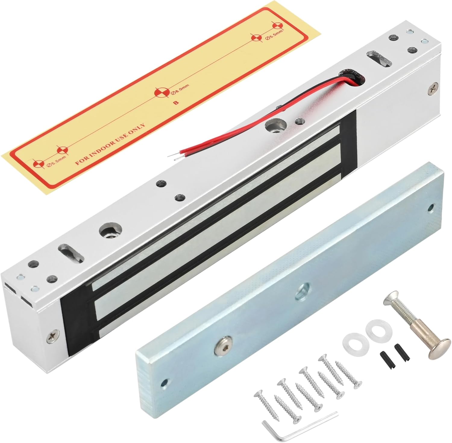 Heavy-Duty 12V DC Fail-Safe Electromagnetic Door Lock with Signal Light & Feedback, 600LBS Holding, Surface-Mount, for Metal & Wooden Doors, Office/Commercial