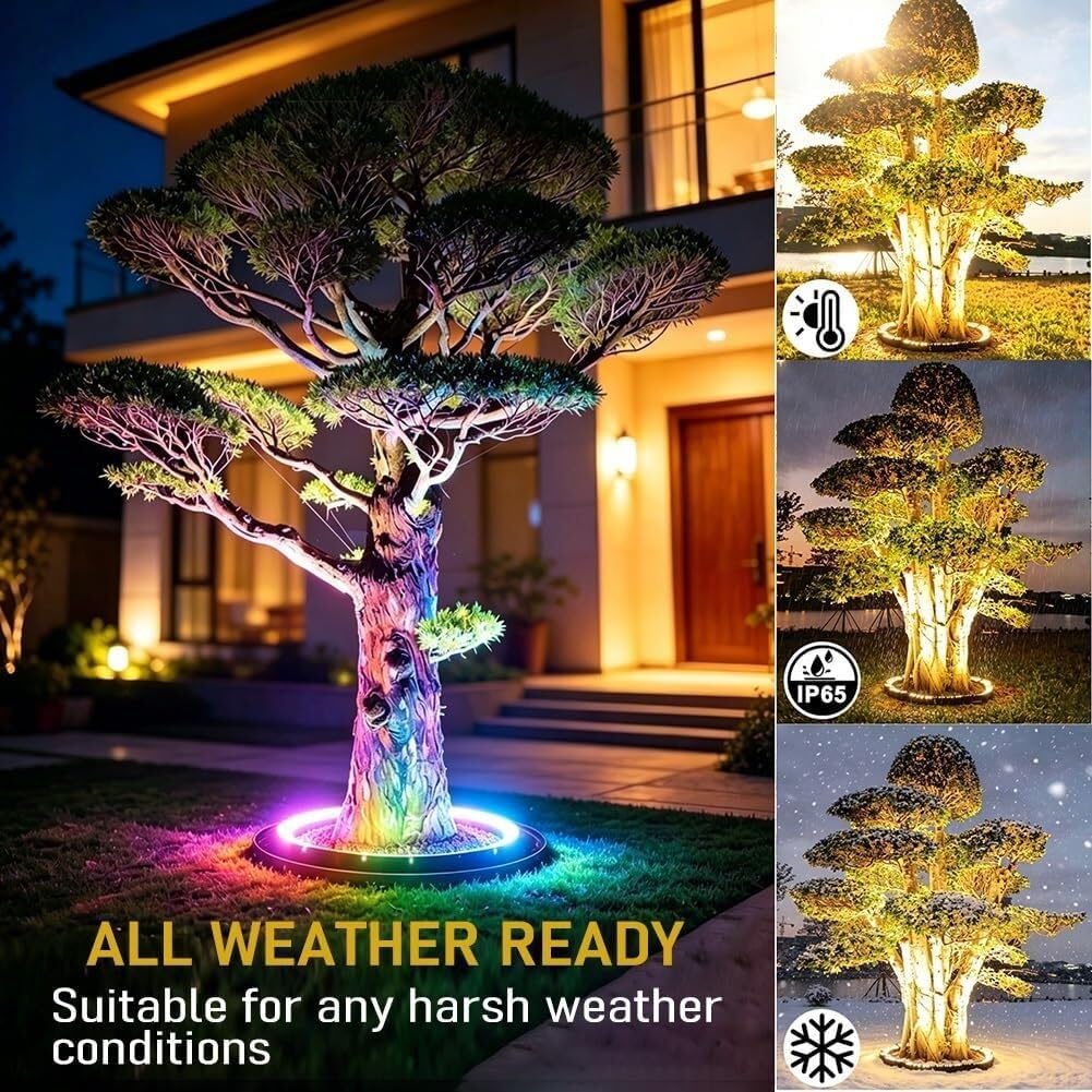 Lampki choinkowe zasilane energią słoneczną Zmieniające kolor RGB oświetlenie choinkowe Wodoodporne oświetlenie krajobrazowe IP65 do dekoracji palm(4 Packs)