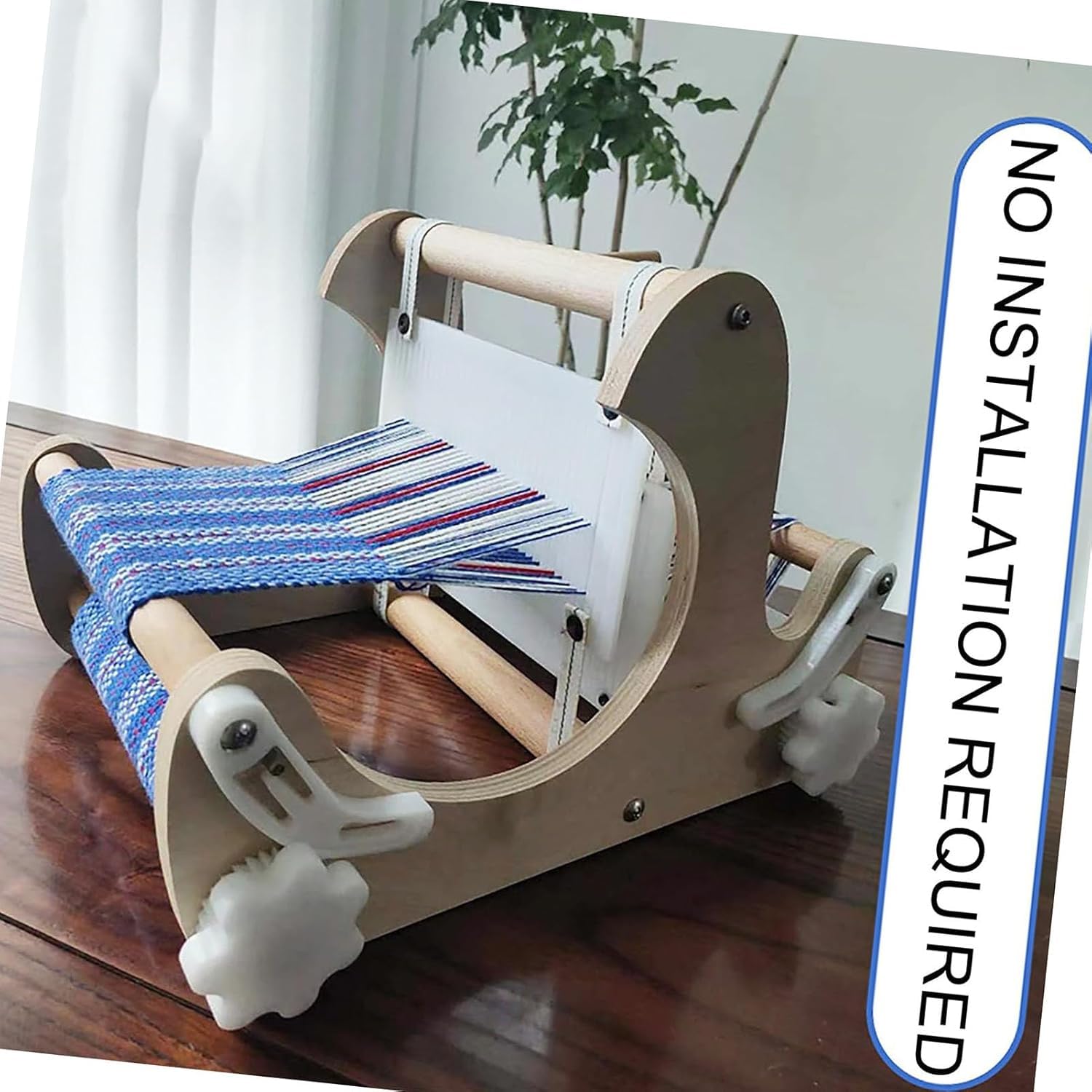 Kit de telar de madera de mesa para adultos principiantes, 20 cm de ancho, telar de tejer a mano con rizos rígidos y lanzaderas, máquina de tejer para manualidades