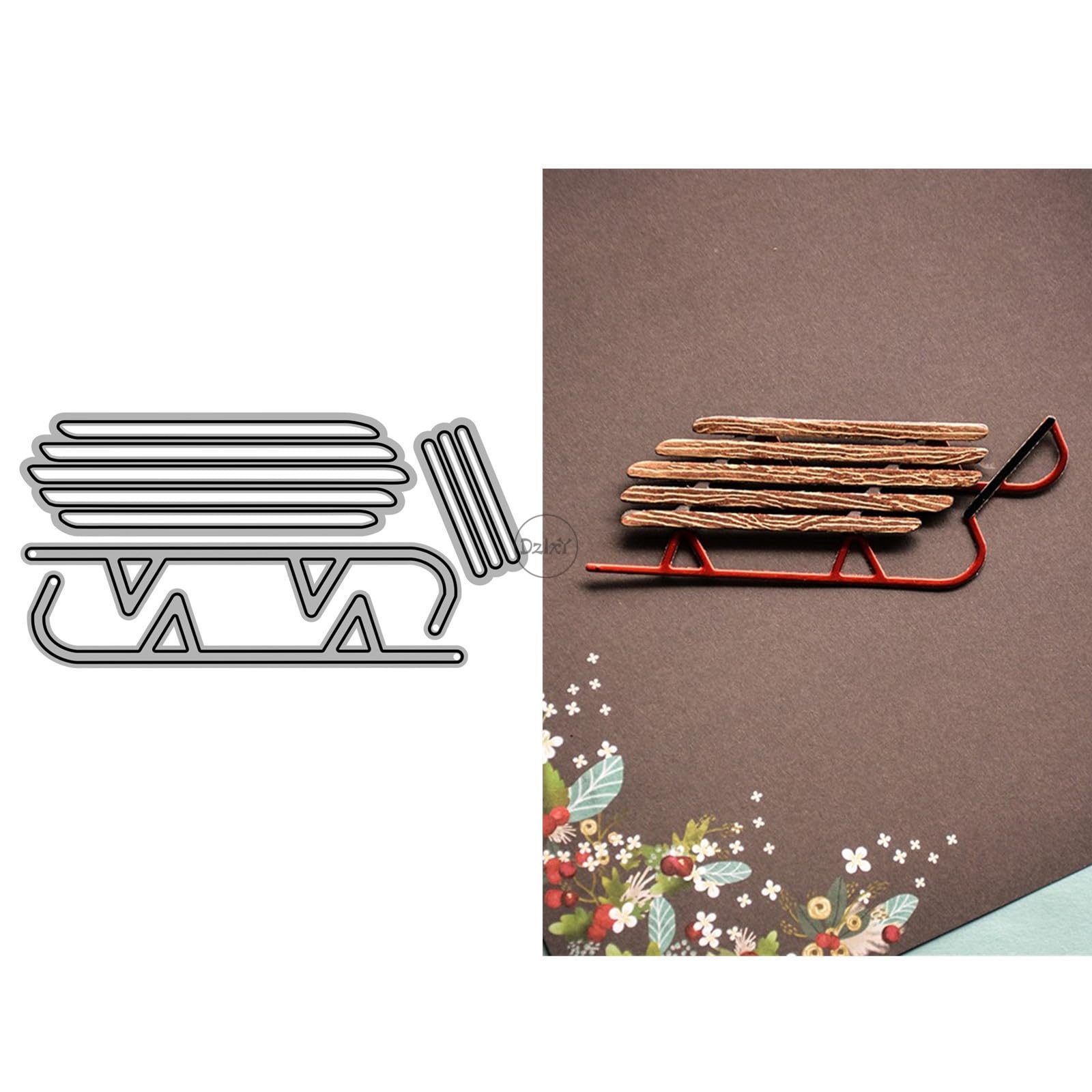 Christmas Patchwork Sleigh Metal Cutting Dies for Card Making — image 1