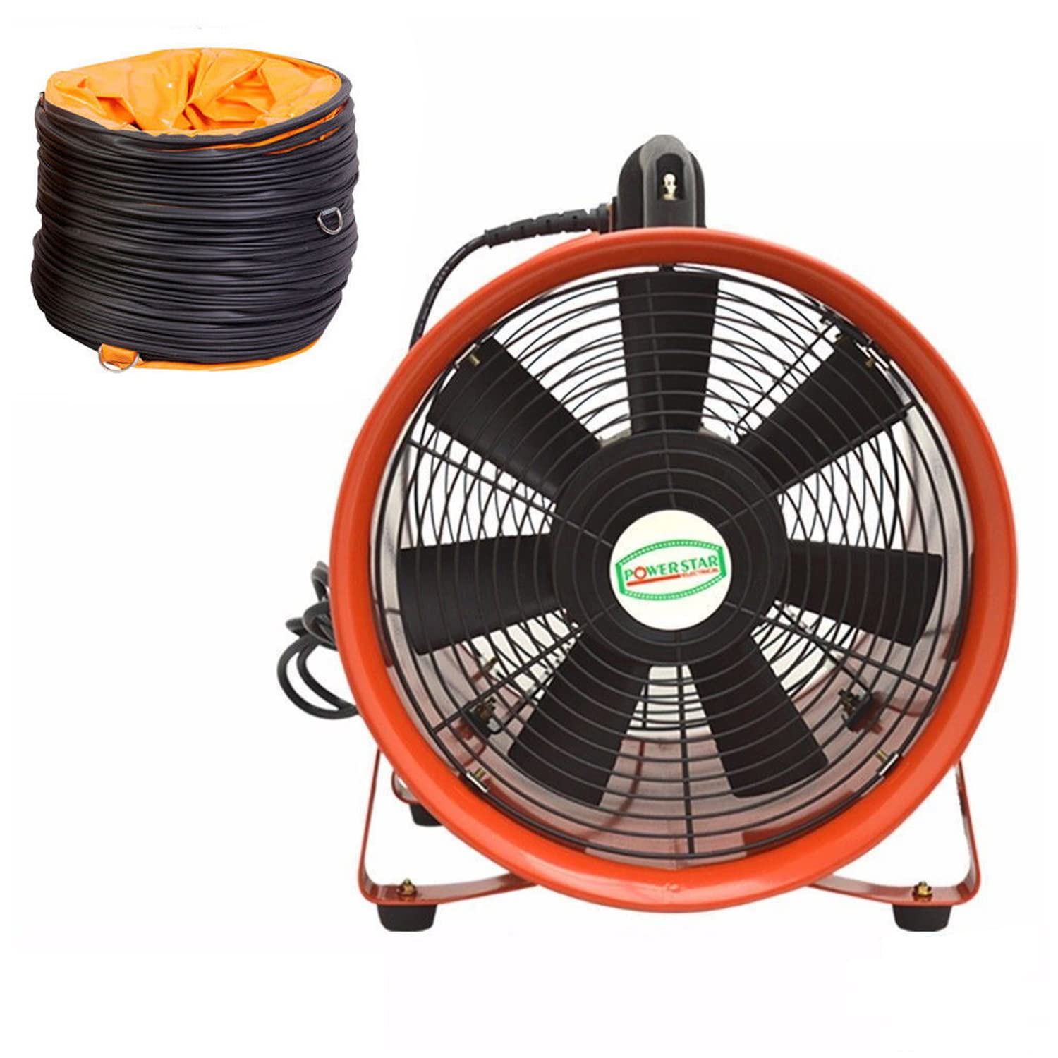 Portable Axial Ventilation Commercial Fume Extractor Blower Fan comes with Free PVC Flexible Duct Hose 5m long & one year Guarantee 110v (16" Inches Fan with Duct)