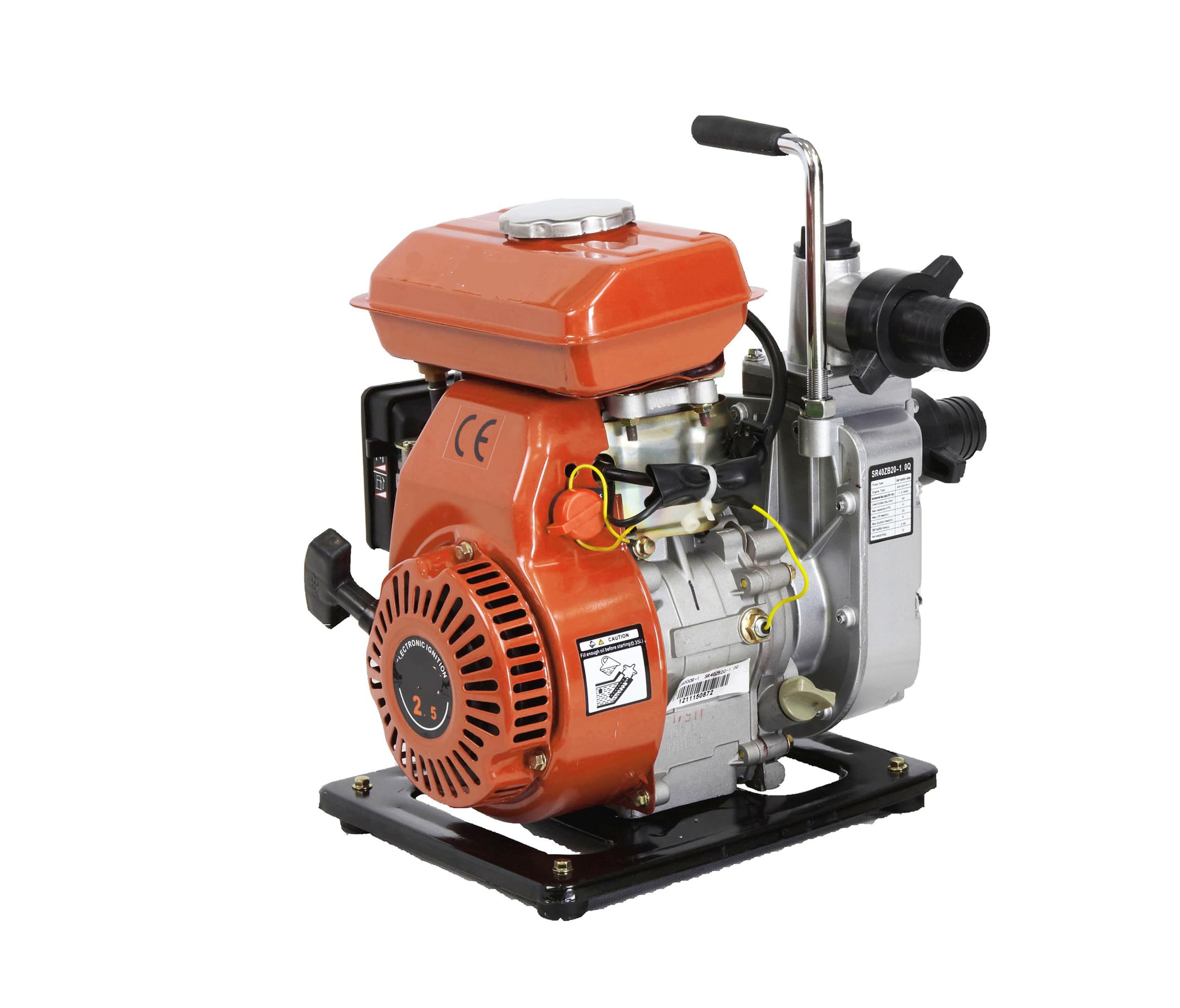 DAEWOO Motobomba Autoaspirante SR40 - Motor 4 Tiempos, 2,5 HP, 11.000 L/h, Aspiración 7 m, Chasis Reforzado, Alerta de Aceite, 3.600RPM 443009