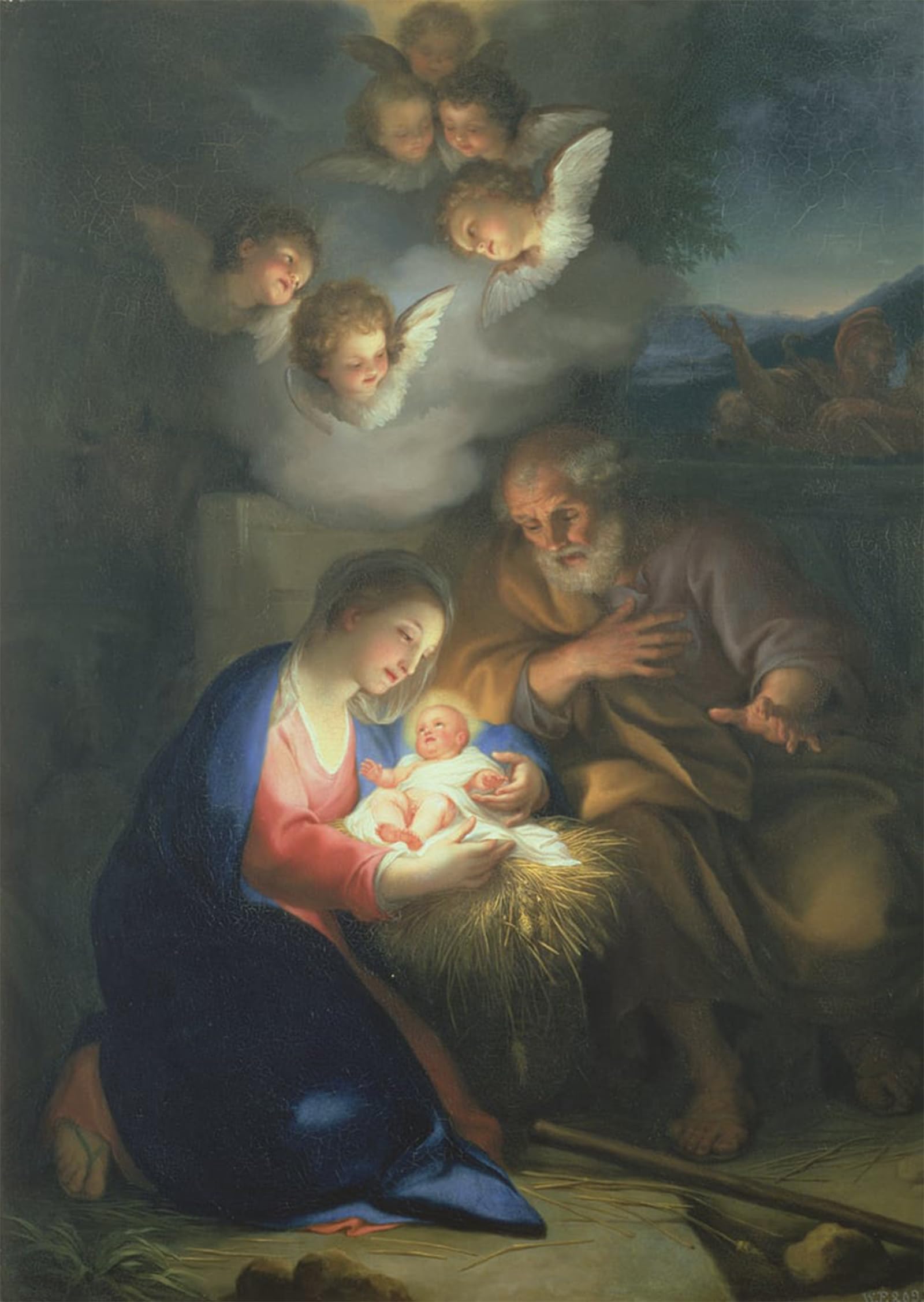ARTXLXXBN Famous Painting Art Wall Decor Abstract Art Picture Nativity Scene by Anton Raphael Mengs Animal Pictures for Home Decor 60x90cm