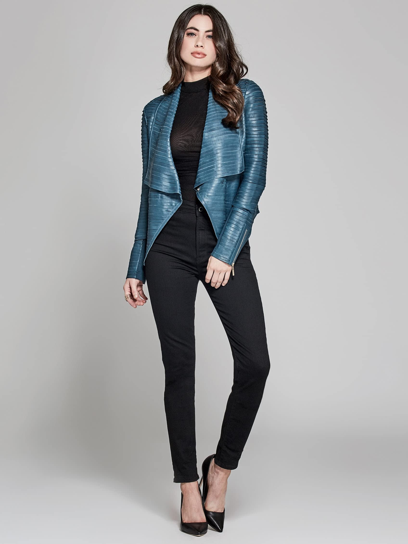 marciano shayna drape leather jacket