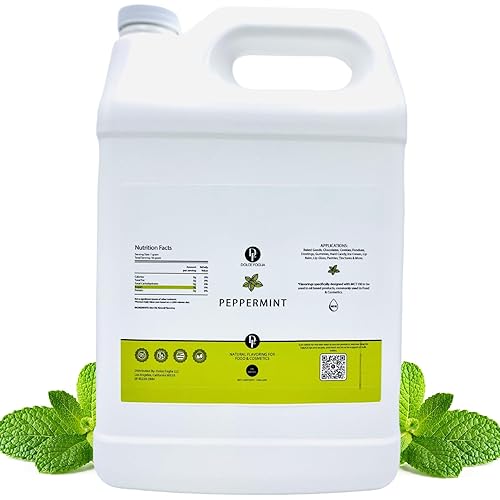 Dolce Flav Extracto de menta natural (soluble en aceite) 1 galón Kosher, sin azúcar, concentrado sabor a menta pura para dulces duros, chocolates y