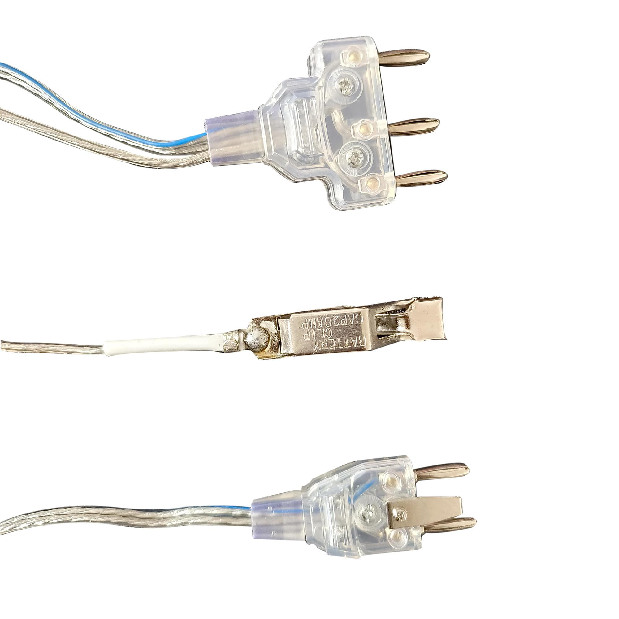 LEONARK Fechten Degen Säbel Florett Körperkabel Maske Kabel Fechtungsdrahtklemme Clip - Zwei-Pin-Stecker/DREI-Pin-Stecker Klarer Draht (Set von 2)
