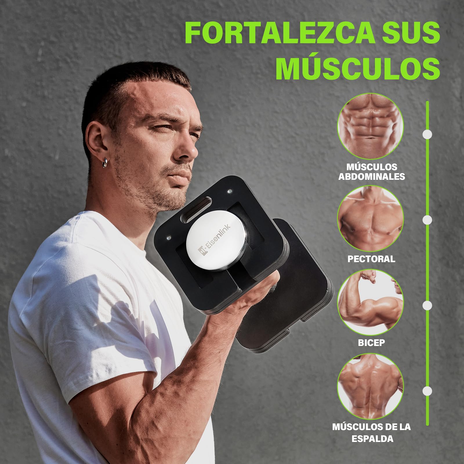 Eisenlink Mancuerna Ajustable 4-20/36kg Set de Pesas - Mancuerna Ajustable con Mango Antideslizante Incrementos de 2kg para Gimnasio en Casa Fitness