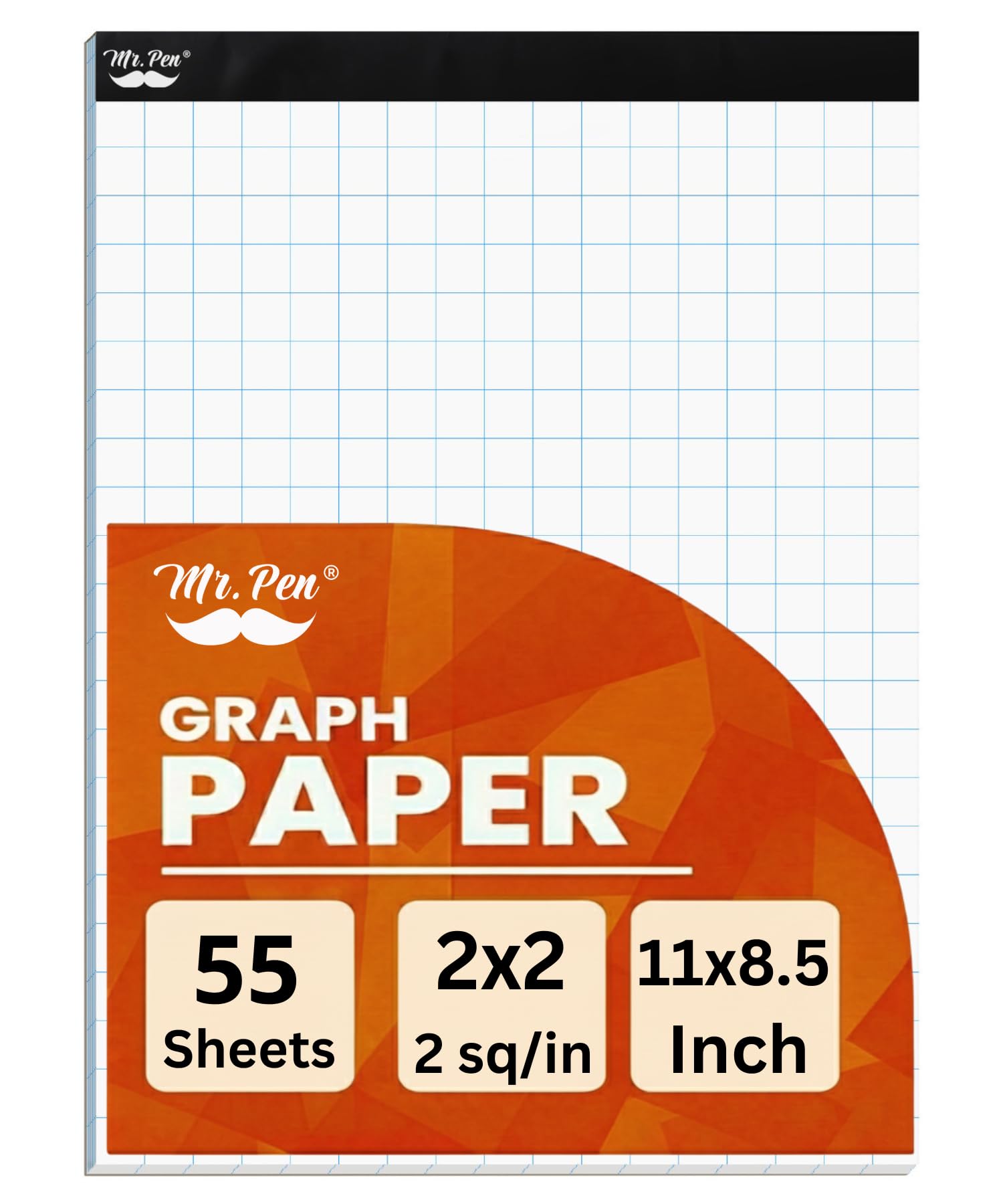 Mr. Pen- Graph Paper, 2x2 (2 Squares per inch), 8.5"x11", 55 Sheets, Grid Paper, Graphing Paper, Graph Paper Pad, Math Graph Paper, Grid Paper Pad, 1/2 Inch Graph Paper, Square Paper, Math Paper