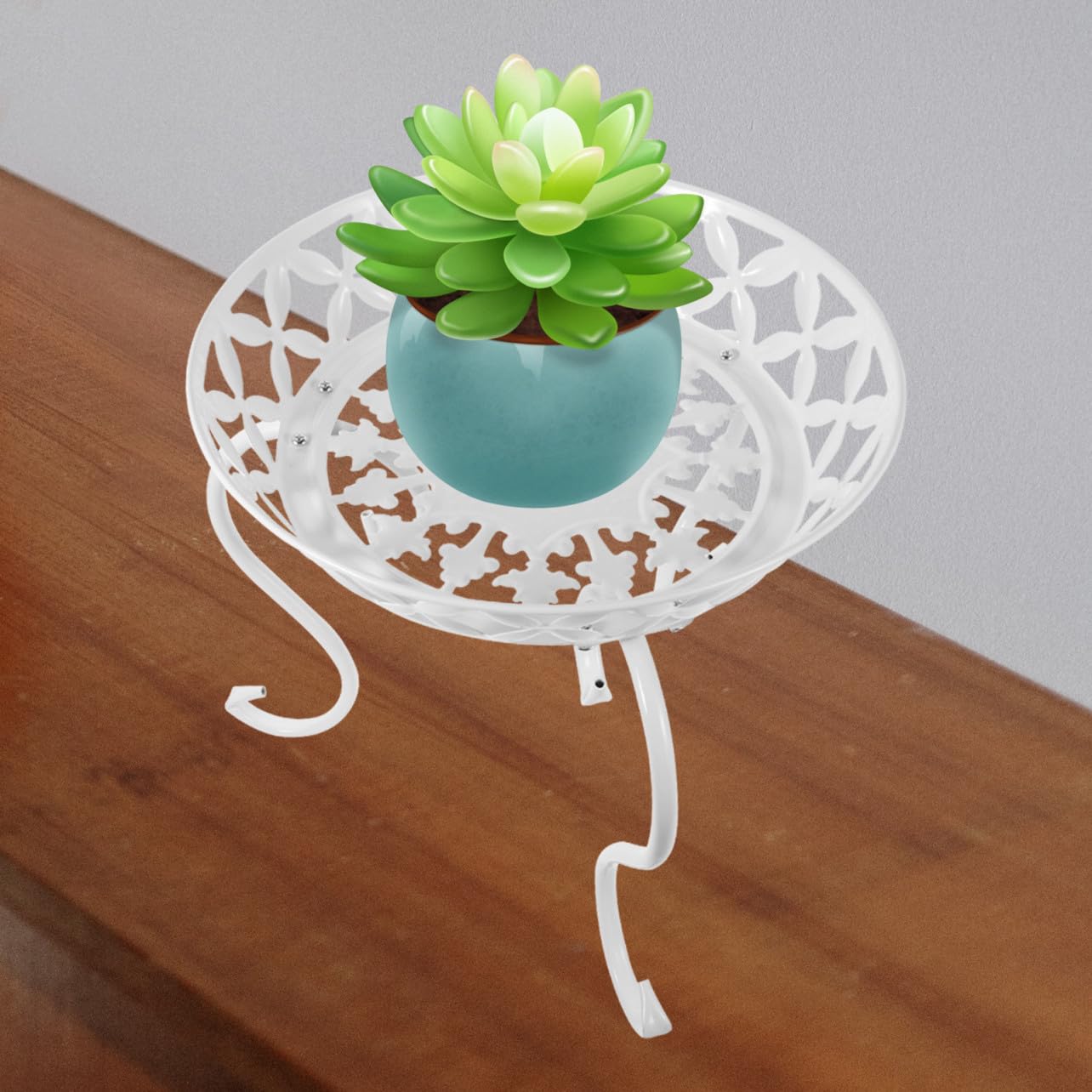 Mikikit Soporte de Hierro para Macetas Estilo Europeo, 1 Juego | Blanco, Uso en Cocina E Interior, Carga Alta, Decoración para Florero y Planta, Amantes de Flores