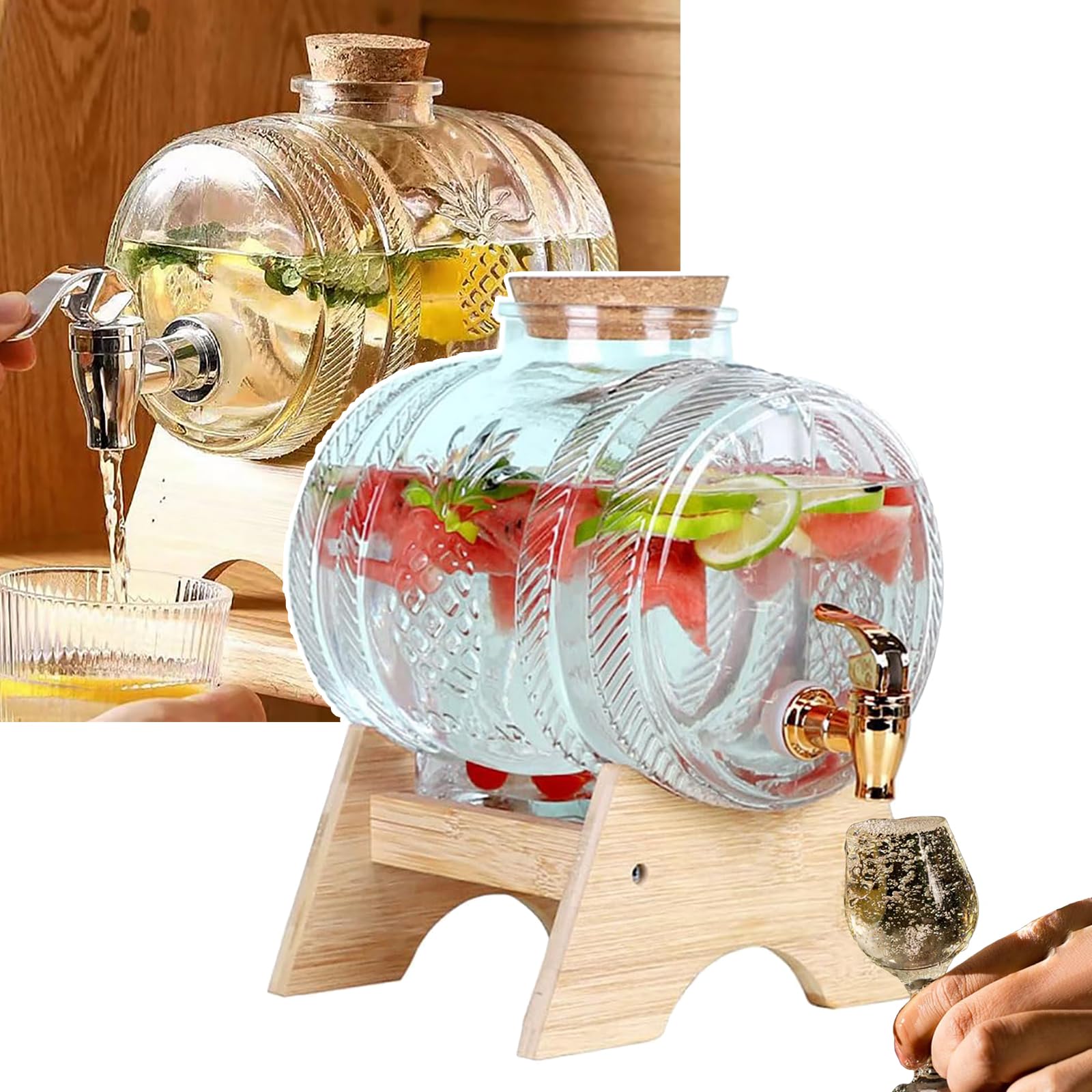 Récipient de jus de boissons en verre hermétique à large ouverture
