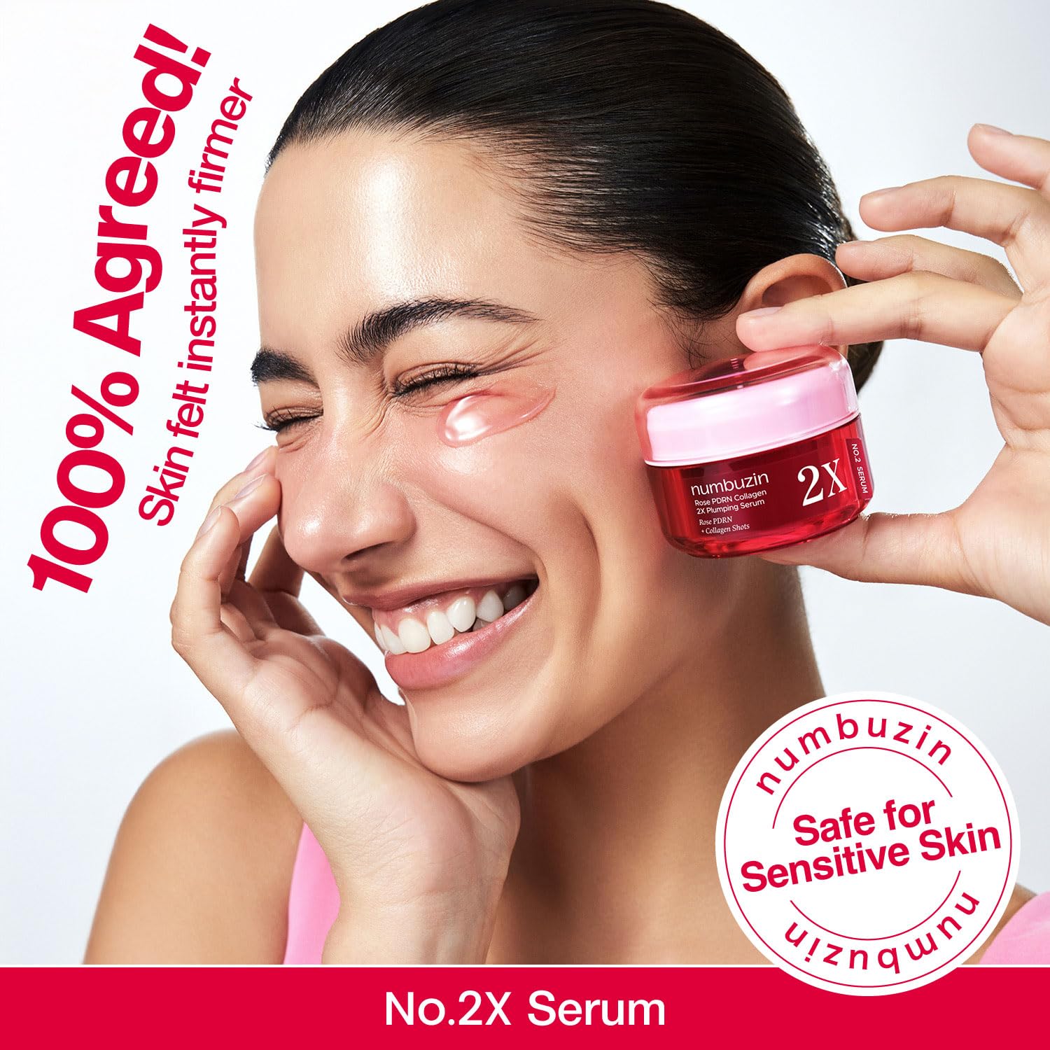 numbuzin No.2X Rose PDRN Collagen Plumping Serum, Collagen Spicule Serum for Firming & Volume Glow, PDRN, Peptides, Collagen, Hydrating Korean Skincare, 1.01 fl oz (30ml)