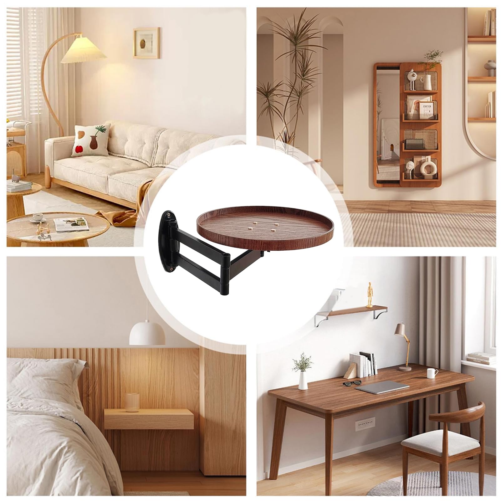 Generico Schwimmender Schreibtisch Für Wand, Wandmontiertisch - Rotierender Nachttisch | Einziehbarer Schwimmender Schreibtisch, Wandständer Für Wohnzimmer, Schlafzimmer, Lernen