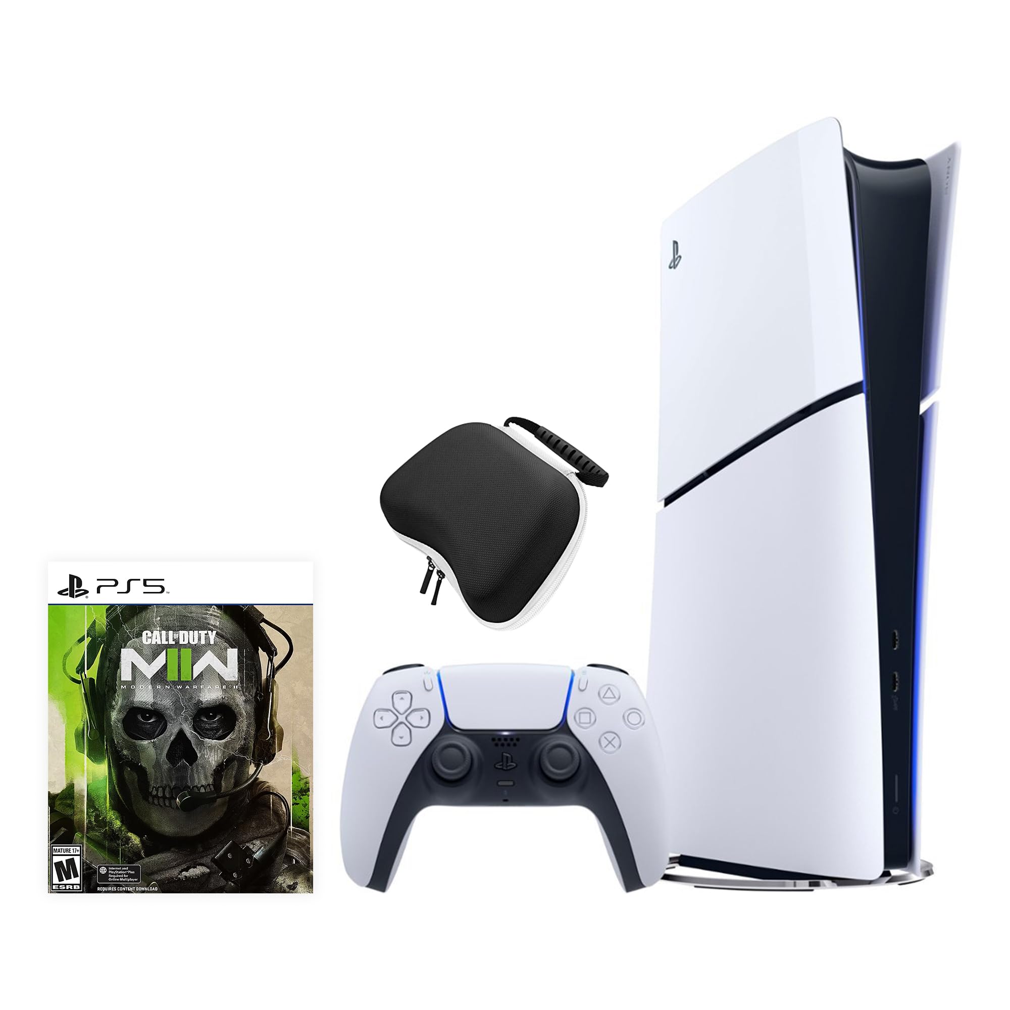 PlayStation 5 Slim Digital Edition Call of Duty Modern Warfare II Bundle and Controller Case - White Slim